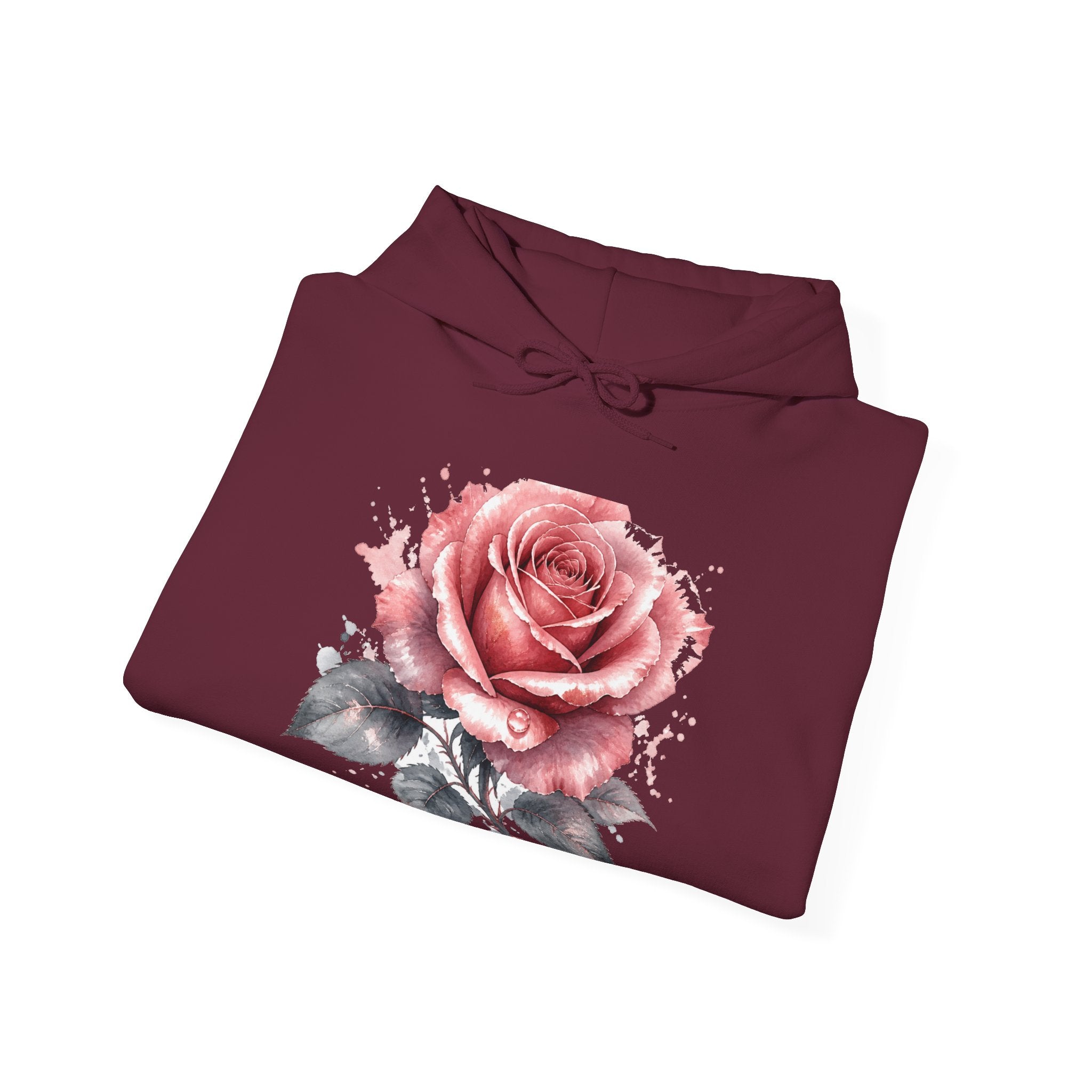 Matching Couple Sweatshirt - Rose & Thorn Matching Couple Hooded Sweatshirt Watercolor Art His Hers Engagement Gift - Design A