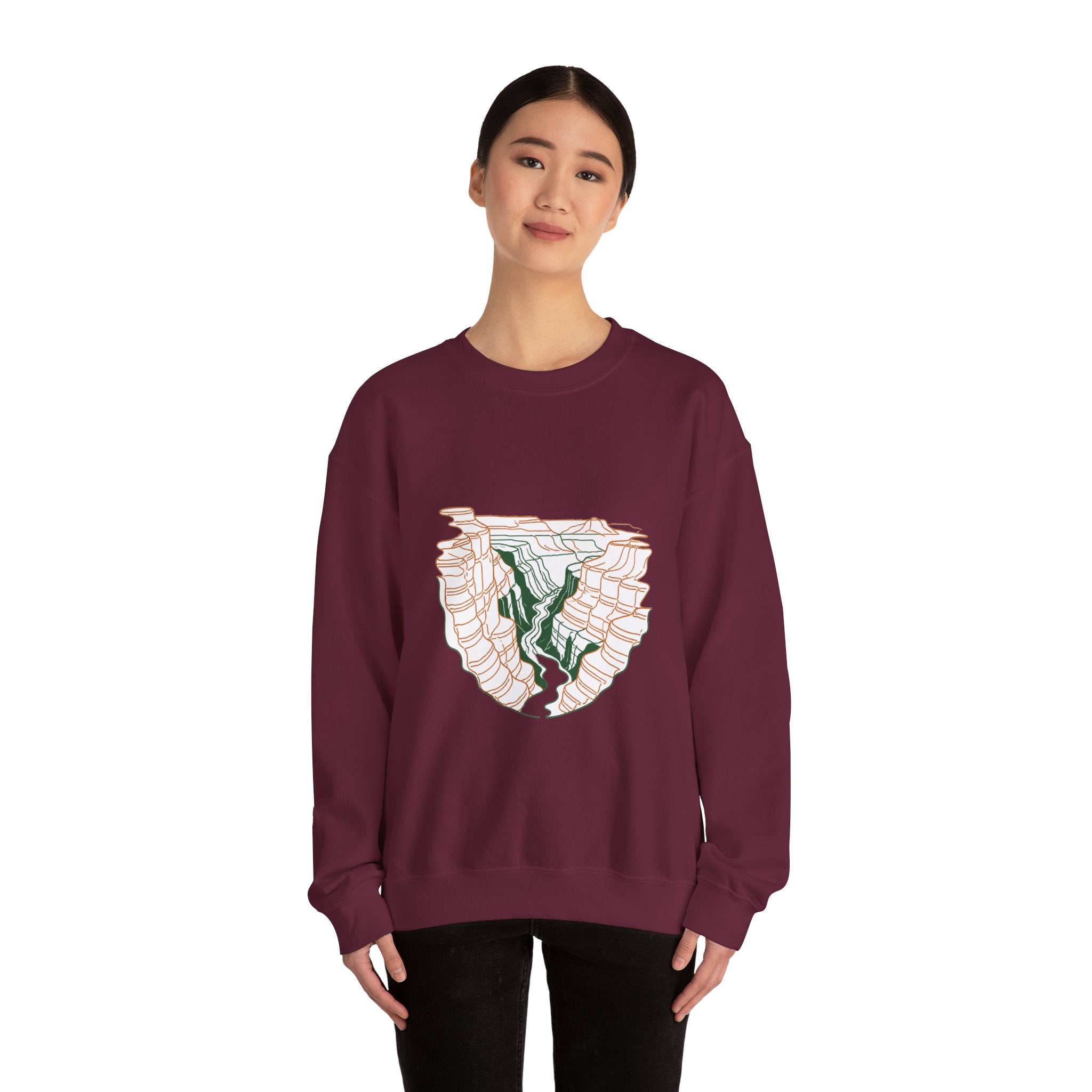 Matching Couple Sweatshirt - Lavender Fields & Canyon Matching Couple Premium Fleece Sweatshirt Minimalist Art His Hers Christmas Gift - Design B