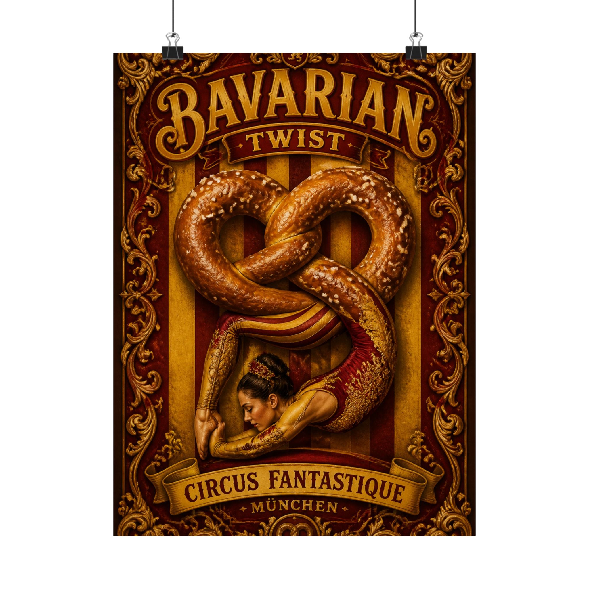 Pretzel Contortionist Wall Art Poster 18×24 Baroque Home Office Decor Maximalist Print