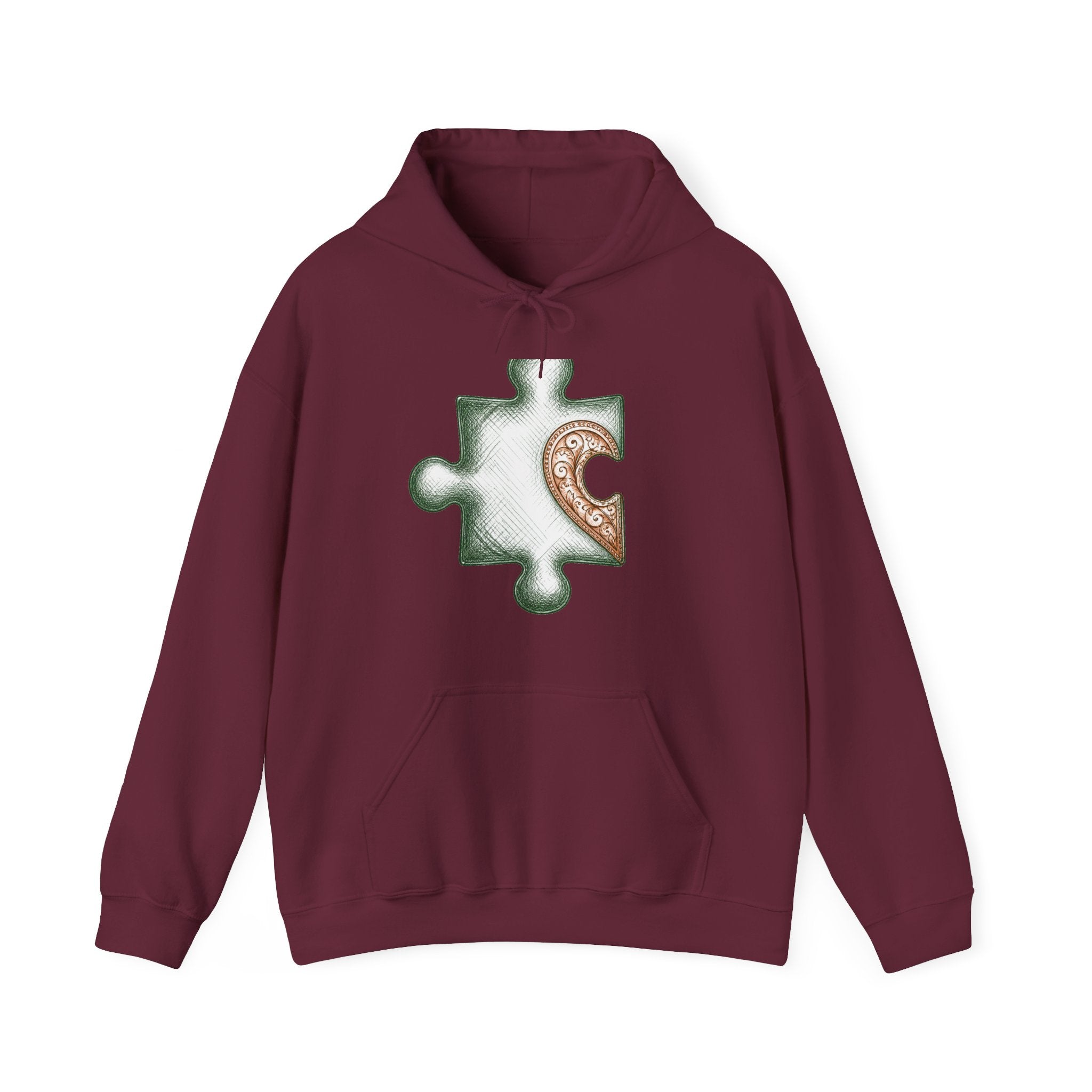 Matching Couple Sweatshirt - Puzzle Pieces Matching Couple Hooded Sweatshirt Hand-Drawn Art His Hers Best Friend Gift - Design A