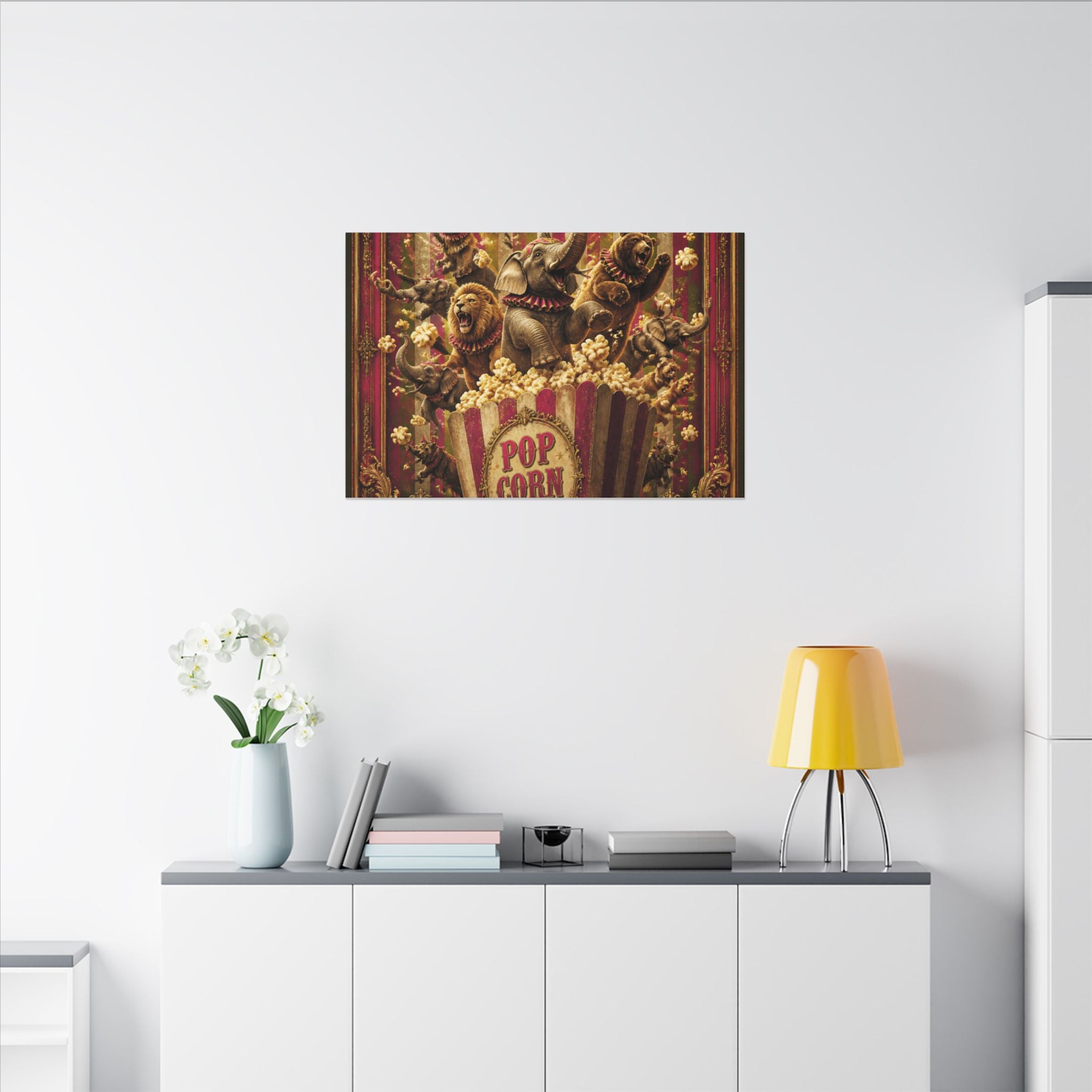 Popcorn Box Animals Wall Art Canvas 16×20 Baroque Home Office Decor Maximalist Print
