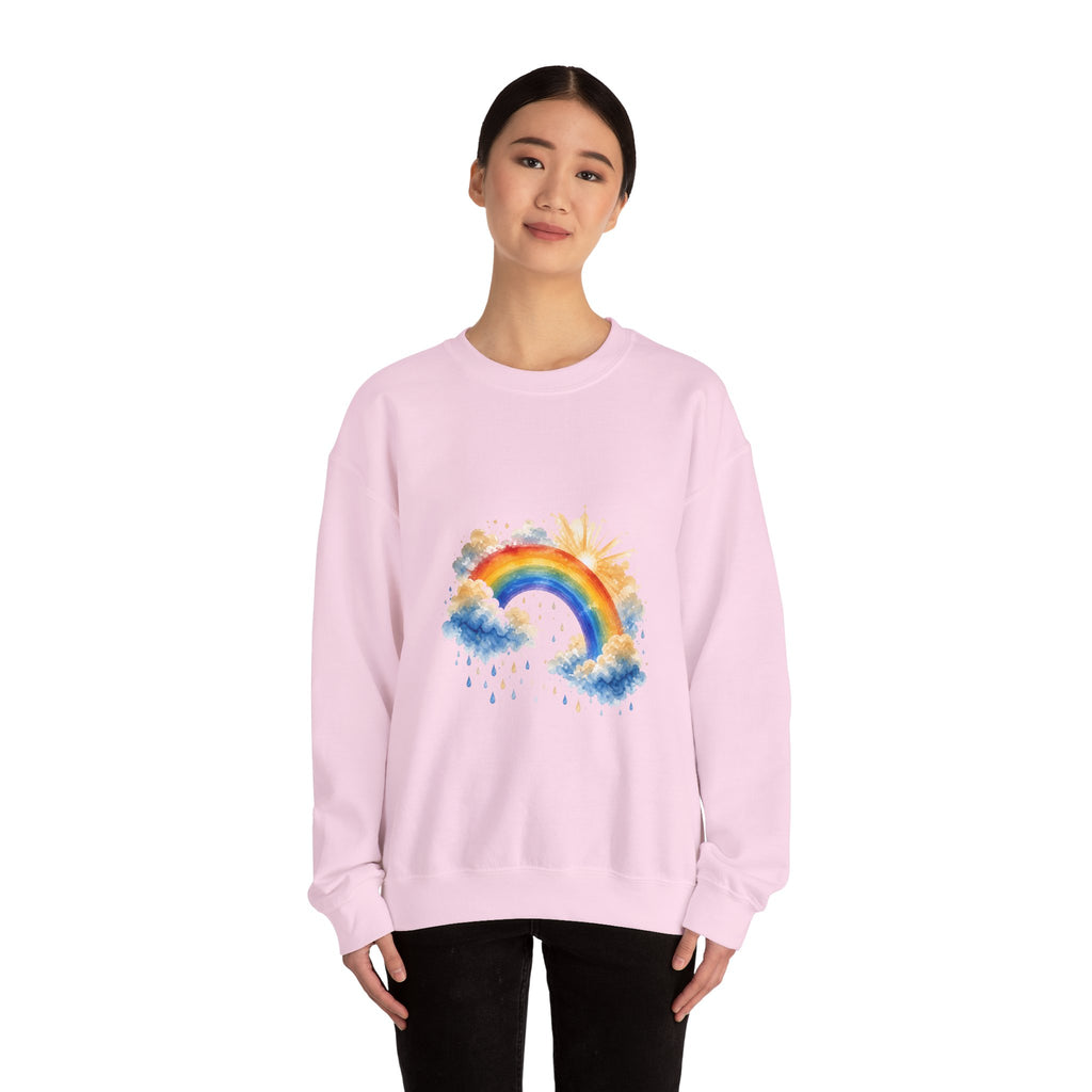 Matching Couple Sweatshirt - Storm & Rainbow Matching Couple Comfort Colors Crew Watercolor Art His Hers Birthday Gift - Design B