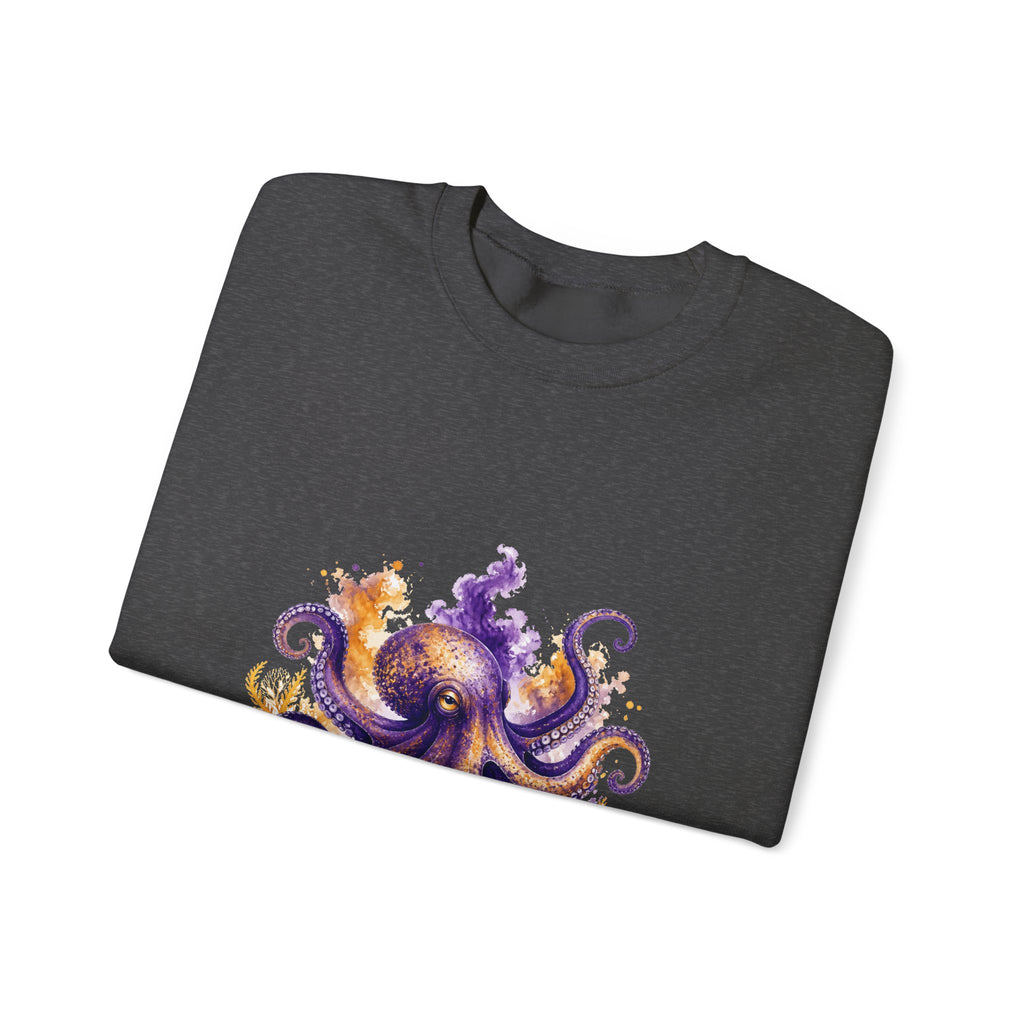 Matching Couple Sweatshirt - Octopus & Jellyfish Matching Couple Comfort Colors Crew Watercolor Art His Hers Birthday Gift - Design A