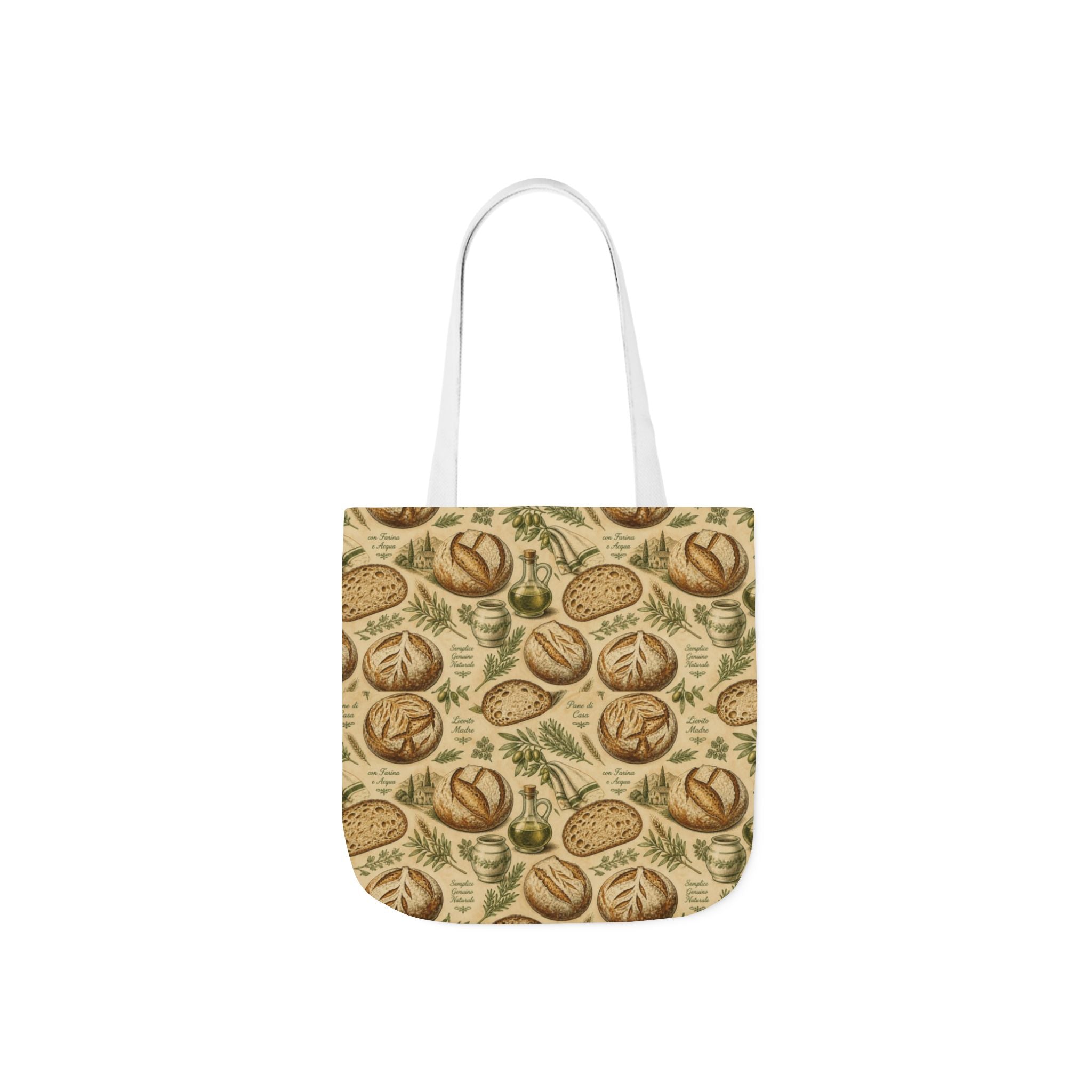 Rustic Sourdough Bread Canvas Tote Bag Mediterranean Kitchen Botanical Design Italian Cottagecore Gift