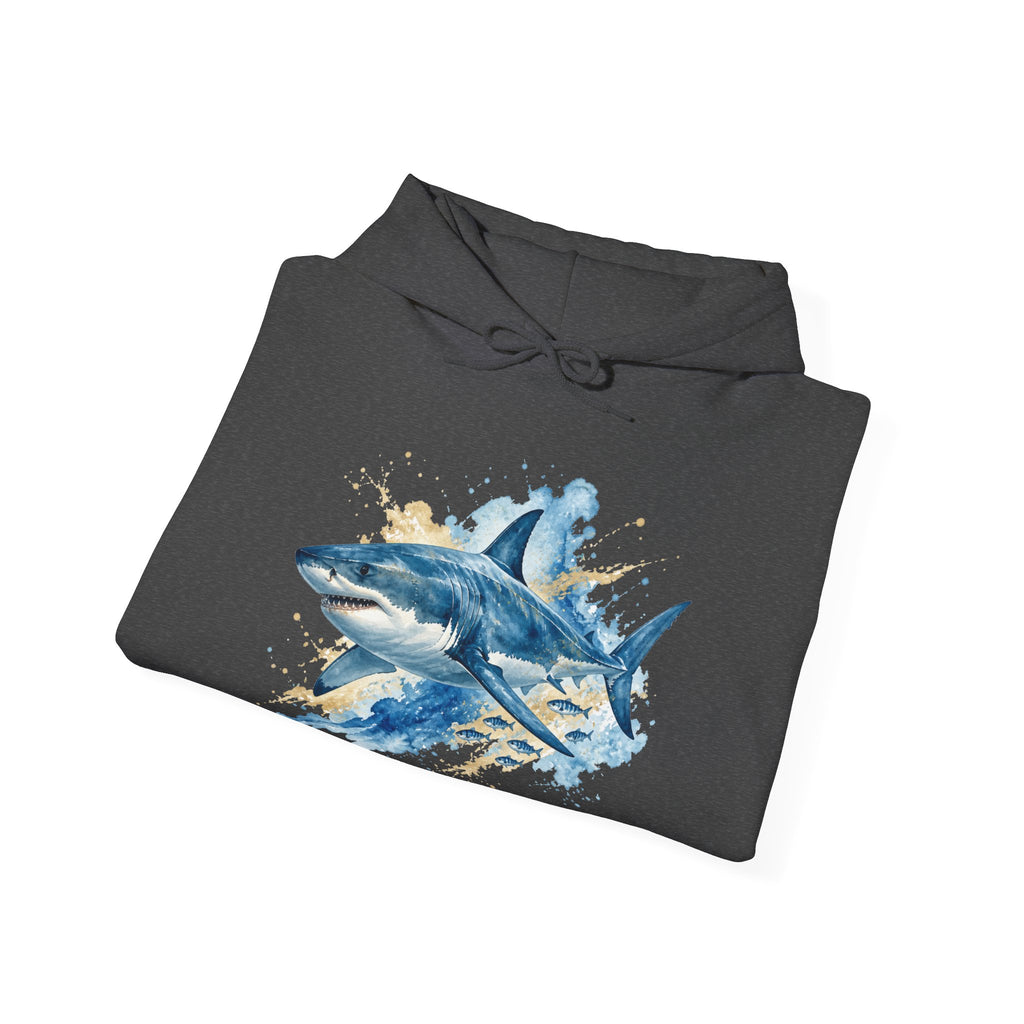 Matching Couple Sweatshirt - Shark & Dolphin Matching Couple Hooded Sweatshirt Watercolor Art His Hers Engagement Gift - Design A