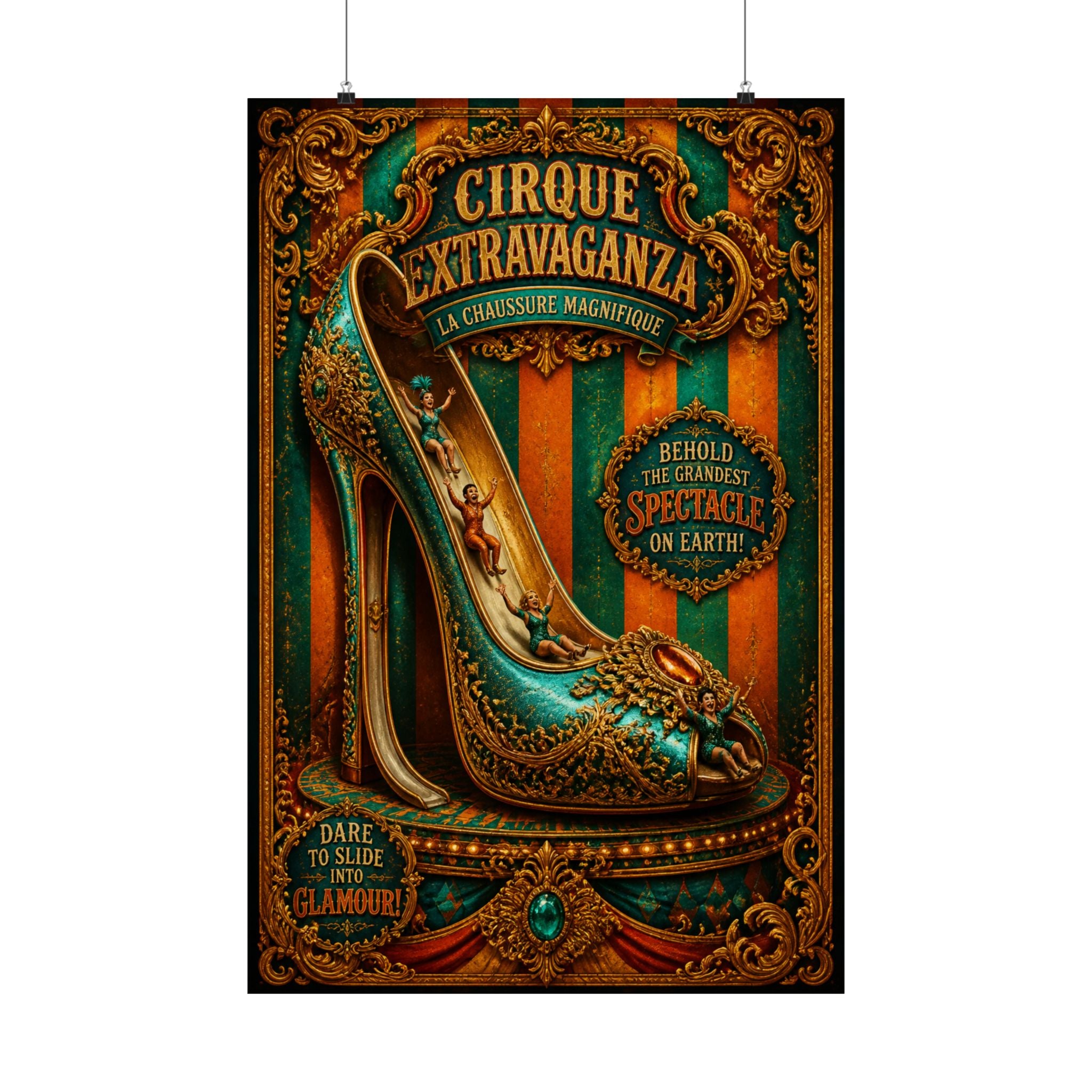 High Heel Slide Wall Art Poster 24×36 Baroque Studio Decor Maximalist Print