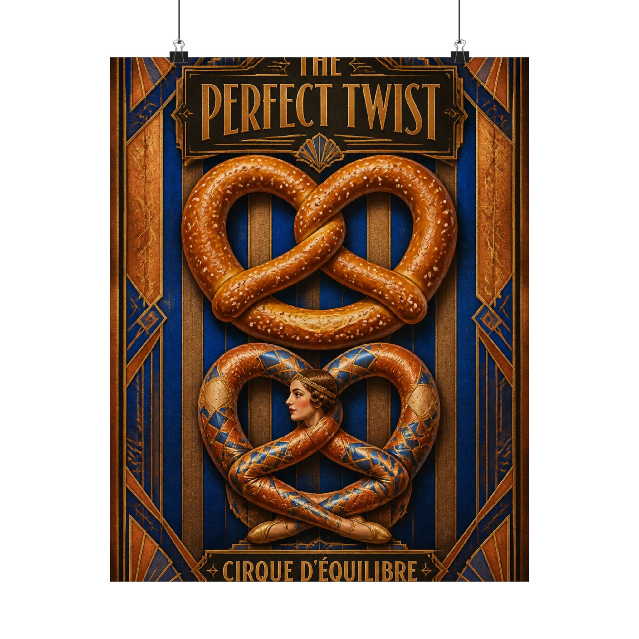 Pretzel Contortionist Wall Art Poster 18×24 Art Deco Entryway Decor Maximalist Print