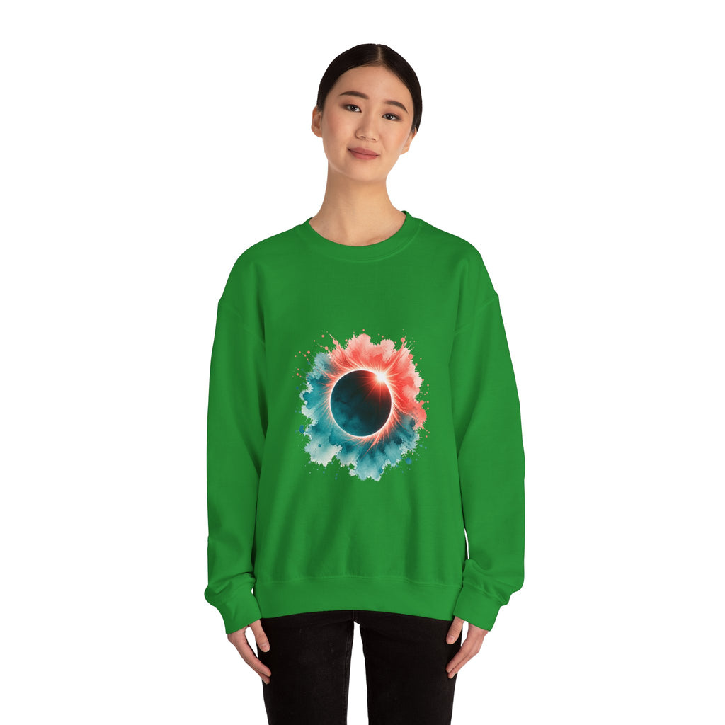 Matching Couple Sweatshirt - Solar & Lunar Eclipse Matching Couple Crewneck Sweatshirt Watercolor Art His Hers Engagement Gift - Design A