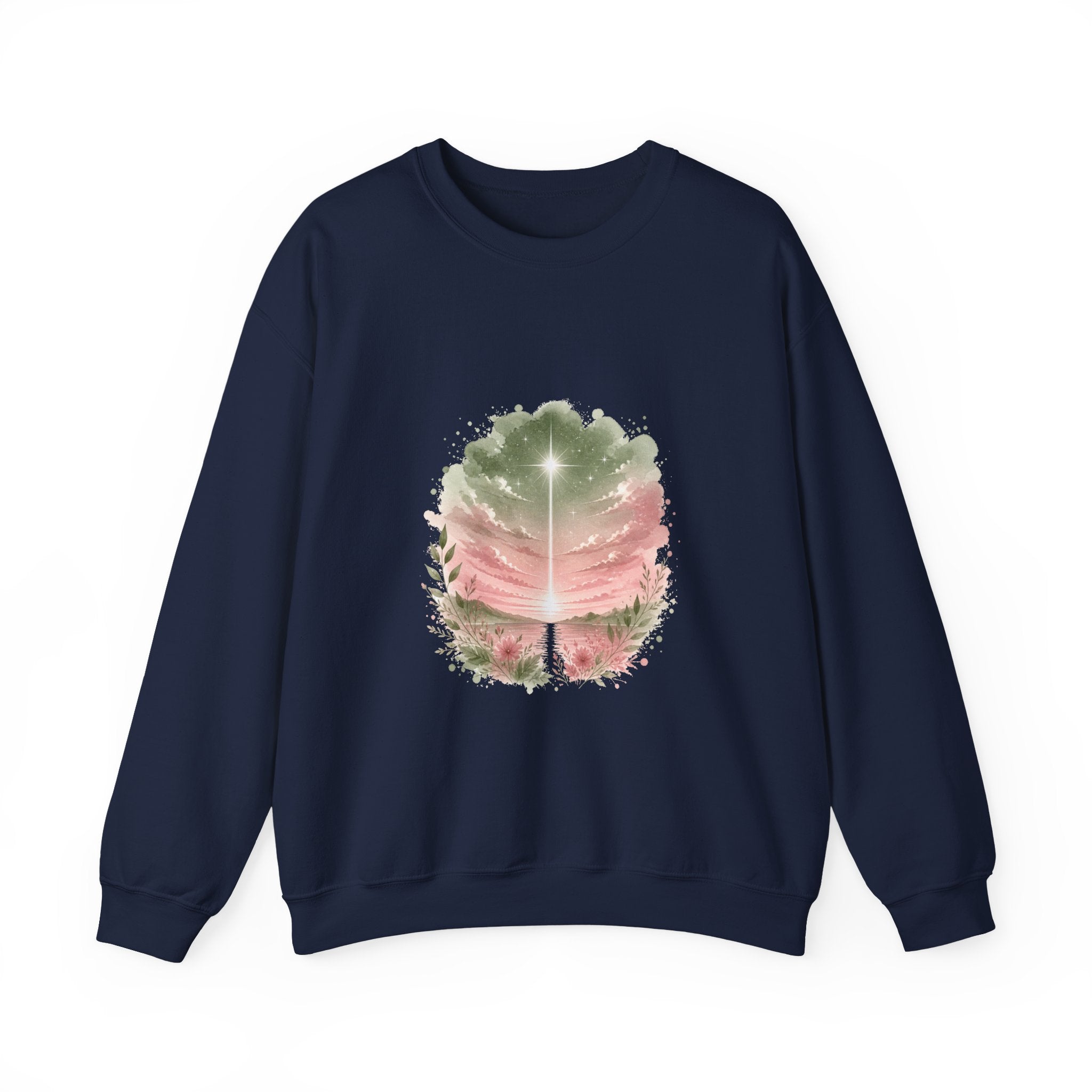 Matching Couple Sweatshirt - Evening & Morning Star Matching Couple Comfort Colors Crew Watercolor Art His Hers Birthday Gift - Design A