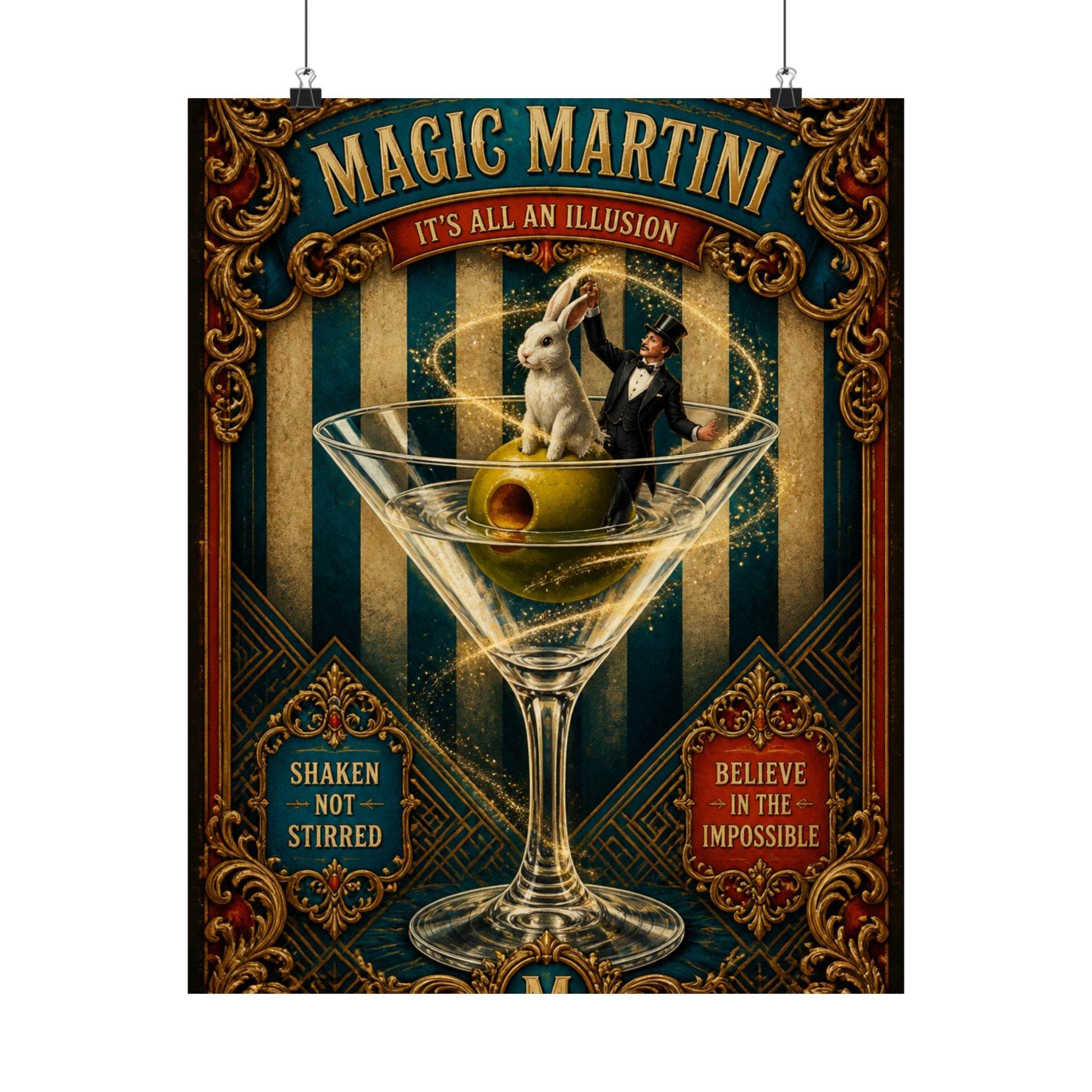 Martini Magician Wall Art Poster 18×24 Baroque Home Office Decor Maximalist Print