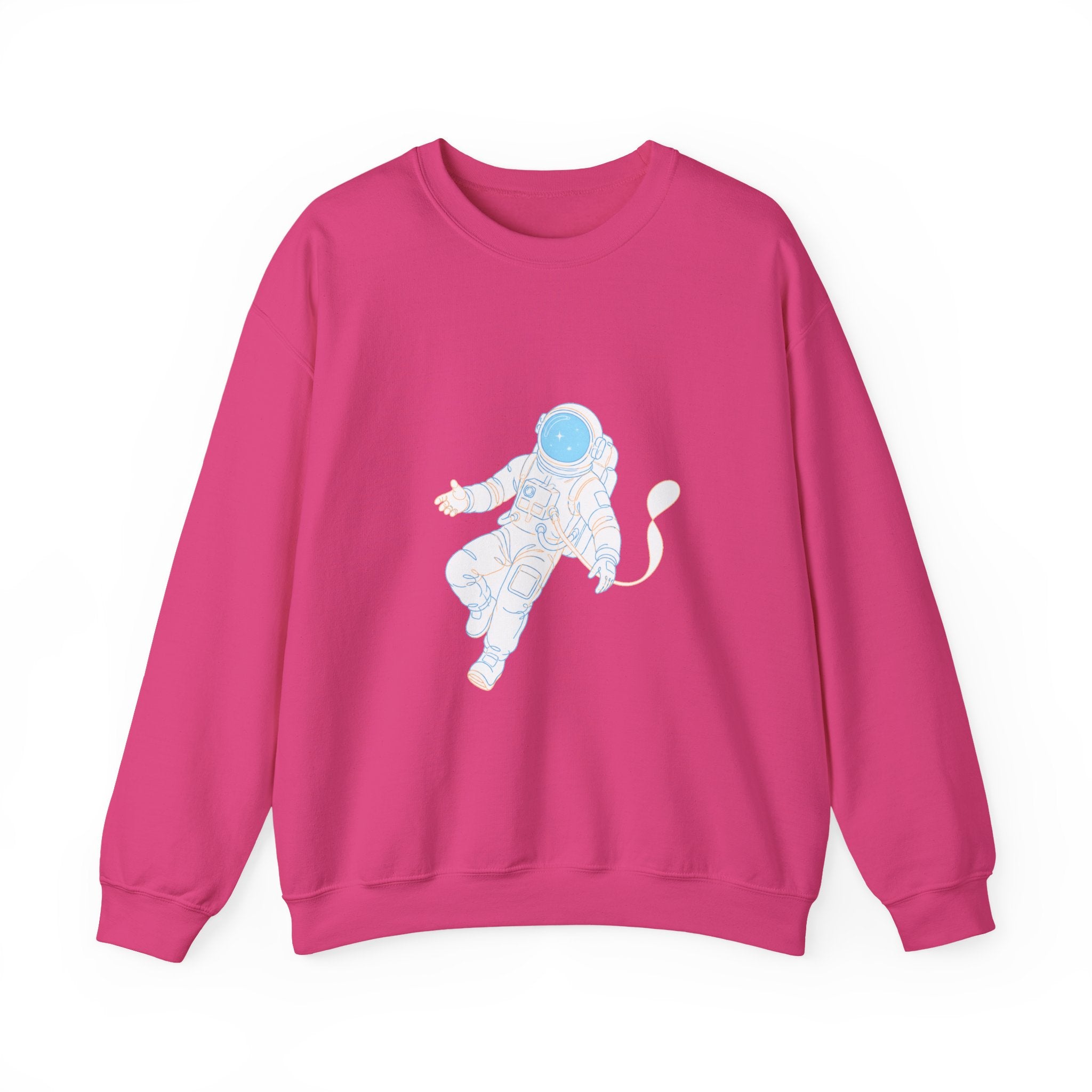 Matching Couple Sweatshirt - Astronaut & Planet Matching Couple Premium Fleece Sweatshirt Minimalist Art His Hers Christmas Gift - Design A
