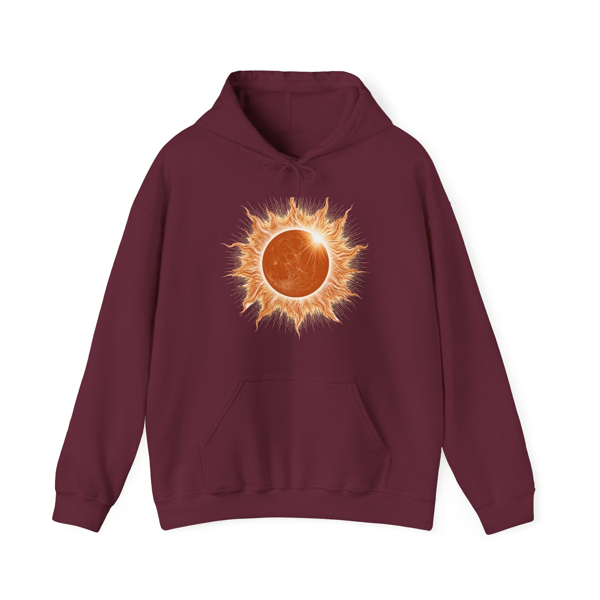 Matching Couple Sweatshirt - Solar & Lunar Eclipse Matching Couple Hooded Sweatshirt Vintage Art His Hers Wedding Gift - Design A