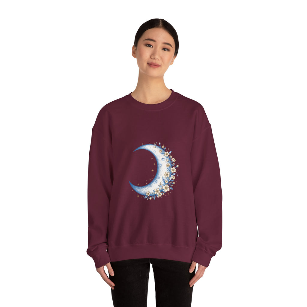 Matching Couple Sweatshirt - Waxing & Waning Moon Matching Couple Crewneck Sweatshirt Hand-Drawn Art His Hers Best Friend Gift - Design A