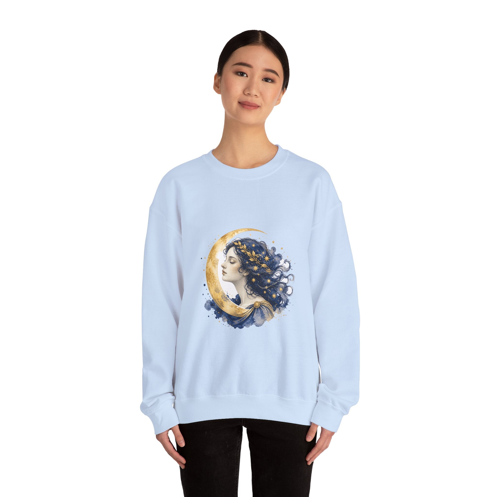 Matching Couple Sweatshirt - Helios & Selene Matching Couple Comfort Colors Crew Watercolor Art His Hers Birthday Gift - Design B