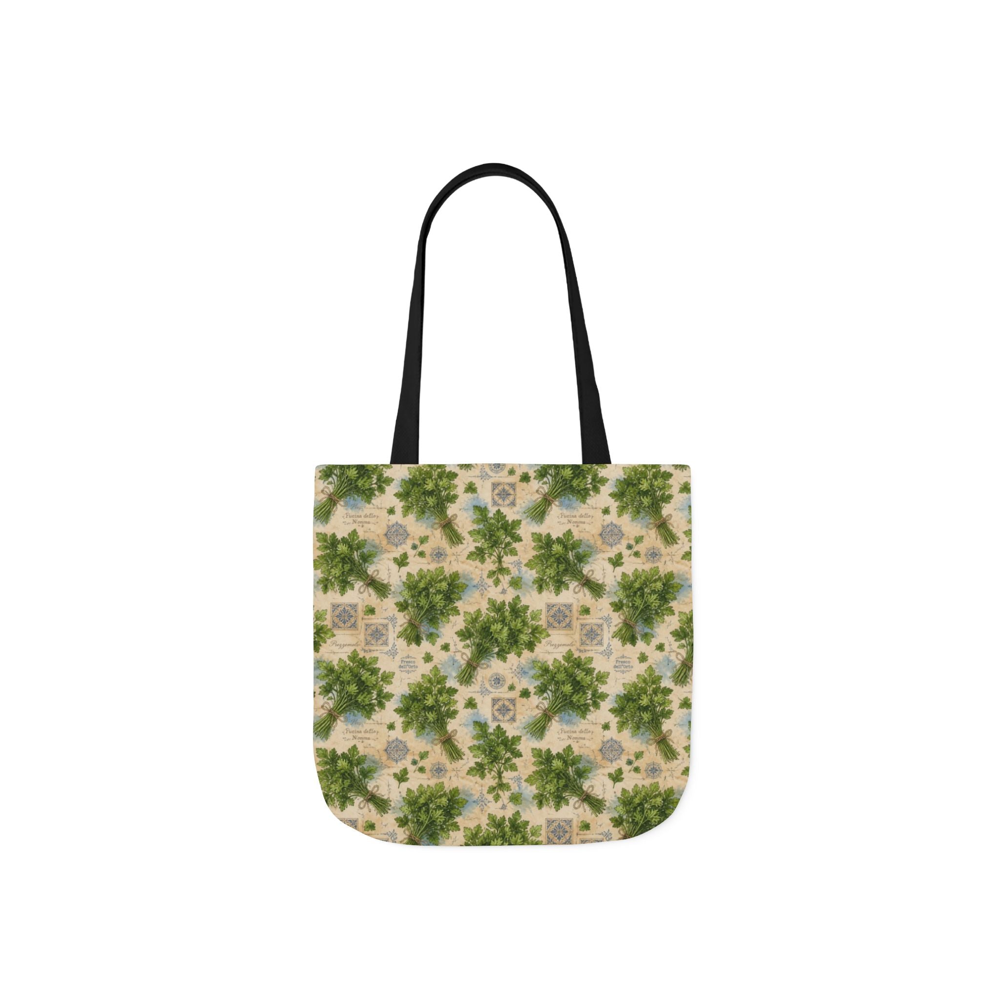 Fresh Parsley Canvas Tote Bag Mediterranean Kitchen Watercolor Design Italian Cottagecore Gift