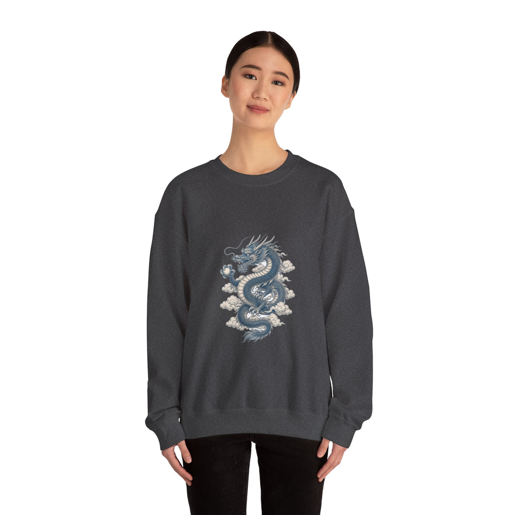 Matching Couple Sweatshirt - Dragon & Phoenix Matching Couple Crewneck Sweatshirt Vintage Art His Hers Wedding Gift - Design A