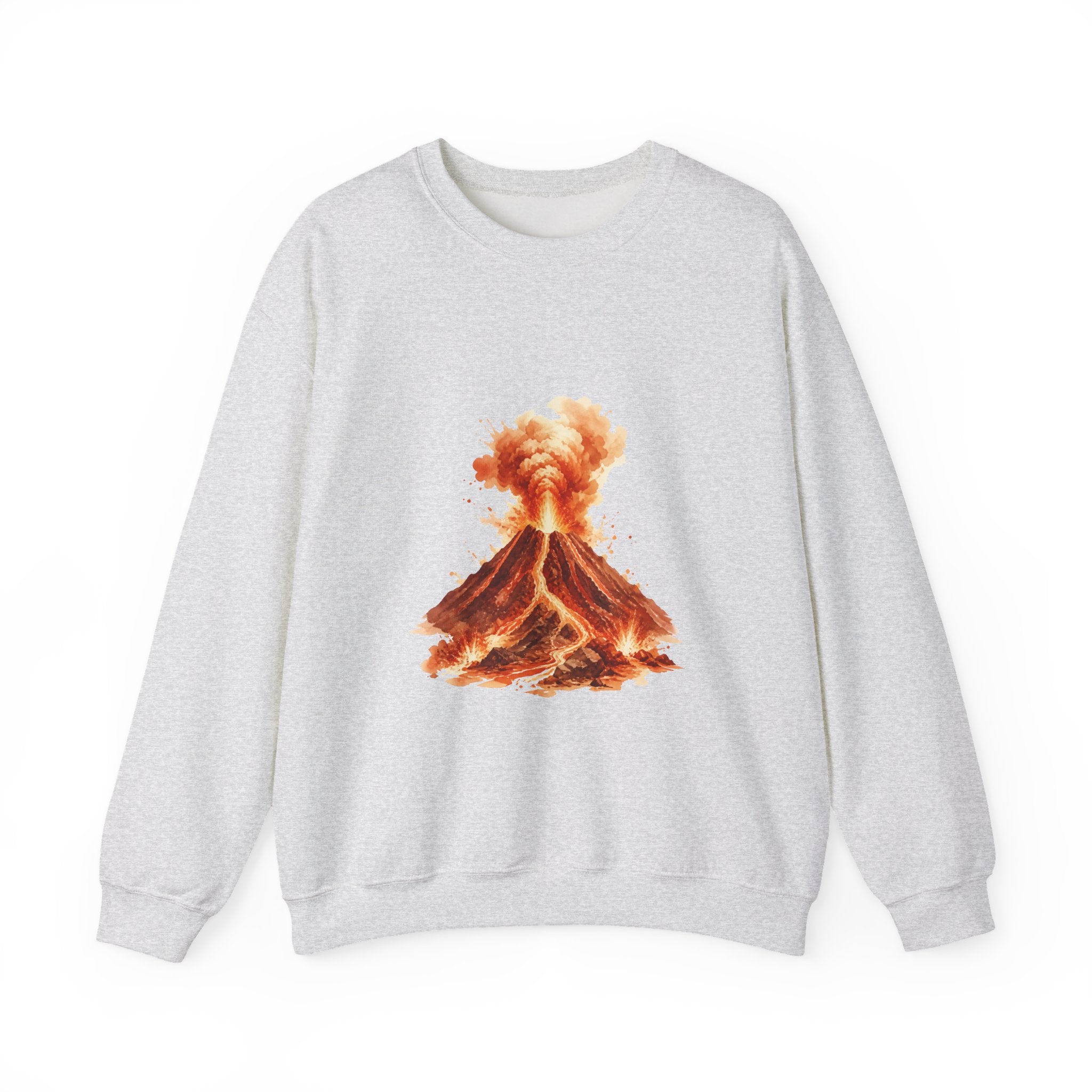 Matching Couple Sweatshirt - Volcano & Glacier Matching Couple Crewneck Sweatshirt Watercolor Art His Hers Engagement Gift - Design A