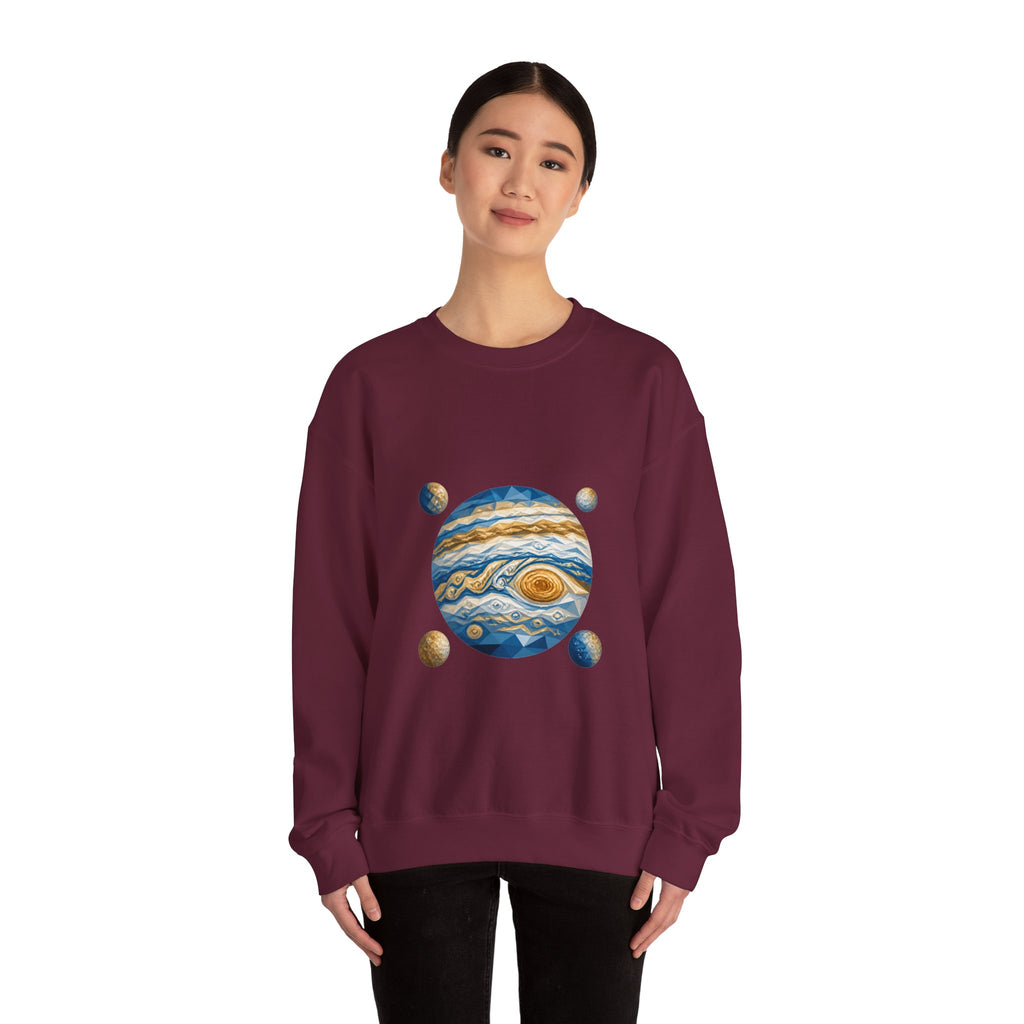 Matching Couple Sweatshirt - Saturn & Jupiter Matching Couple Premium Fleece Sweatshirt Geometric Art His Hers Love Gift - Design B