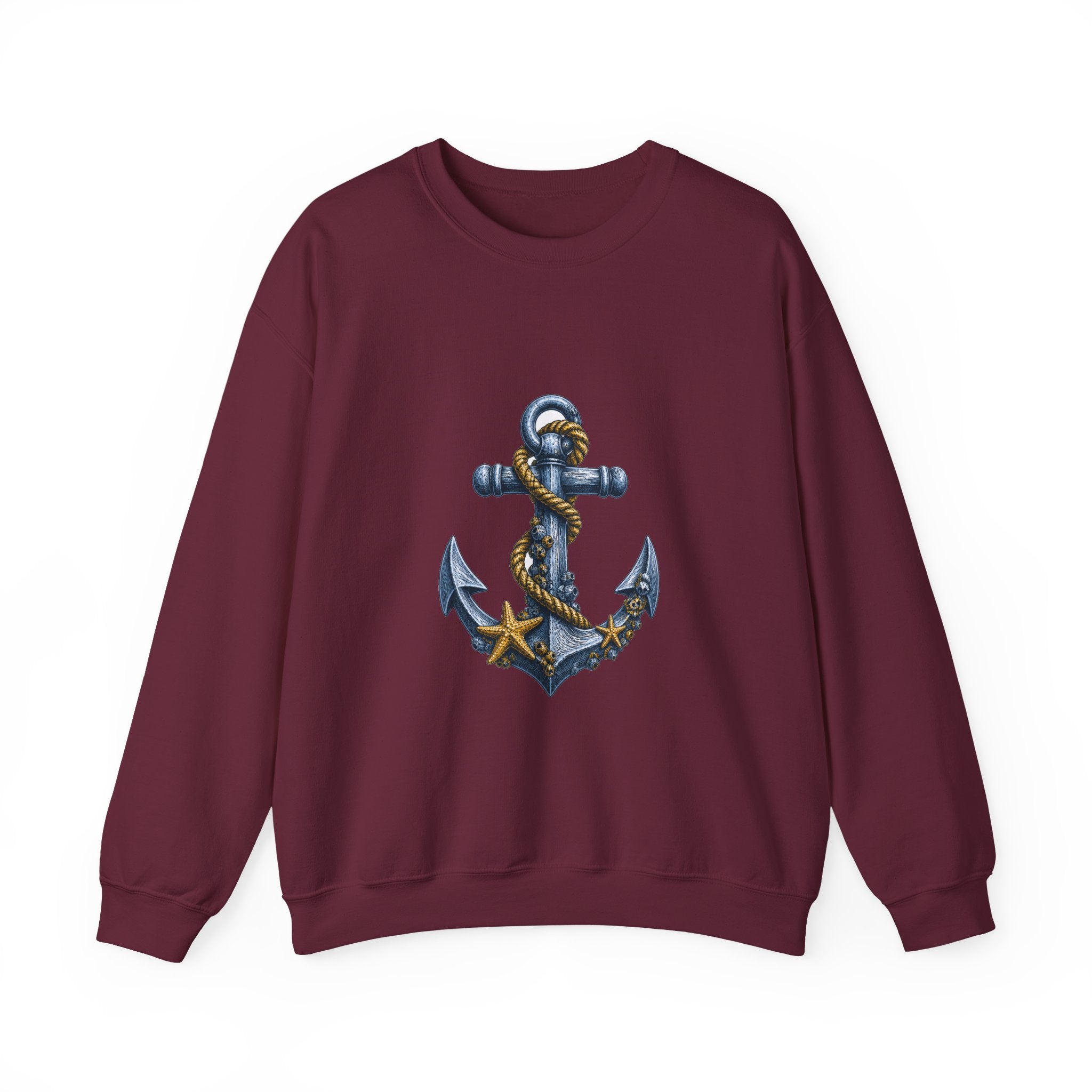 Matching Couple Sweatshirt - Anchor & Sail Matching Couple Crewneck Sweatshirt Hand-Drawn Art His Hers Best Friend Gift - Design A