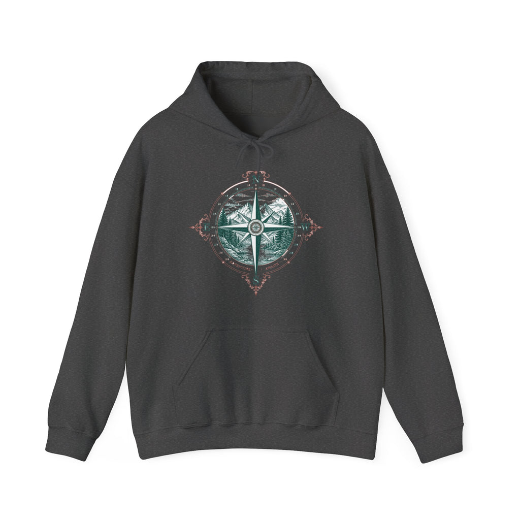 Matching Couple Sweatshirt - Compass North & South Matching Couple Hooded Sweatshirt Vintage Art His Hers Wedding Gift - Design B