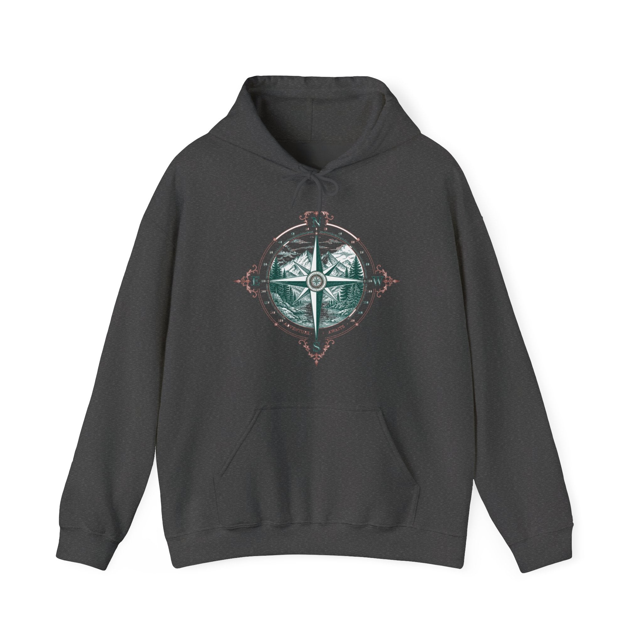 Matching Couple Sweatshirt - Compass North & South Matching Couple Hooded Sweatshirt Vintage Art His Hers Wedding Gift - Design B