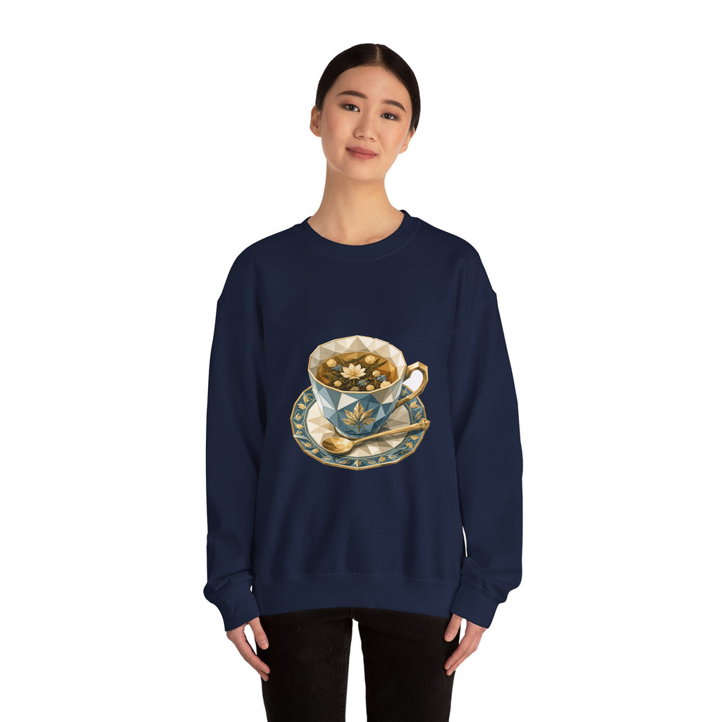 Matching Couple Sweatshirt - Coffee & Tea Matching Couple Premium Fleece Sweatshirt Geometric Art His Hers Love Gift - Design B