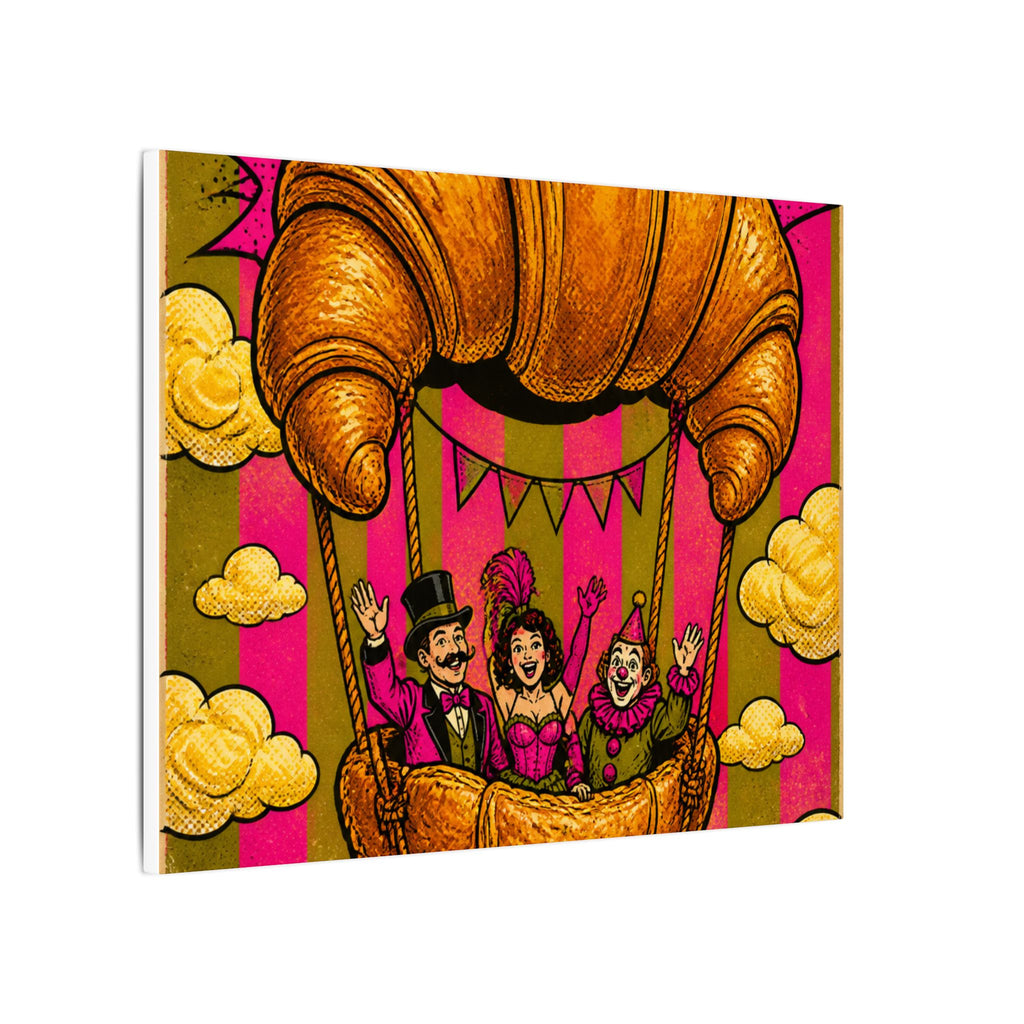 Croissant Hot Air Balloon Wall Art Canvas 24×36 Pop Art Restaurant Decor Maximalist Print