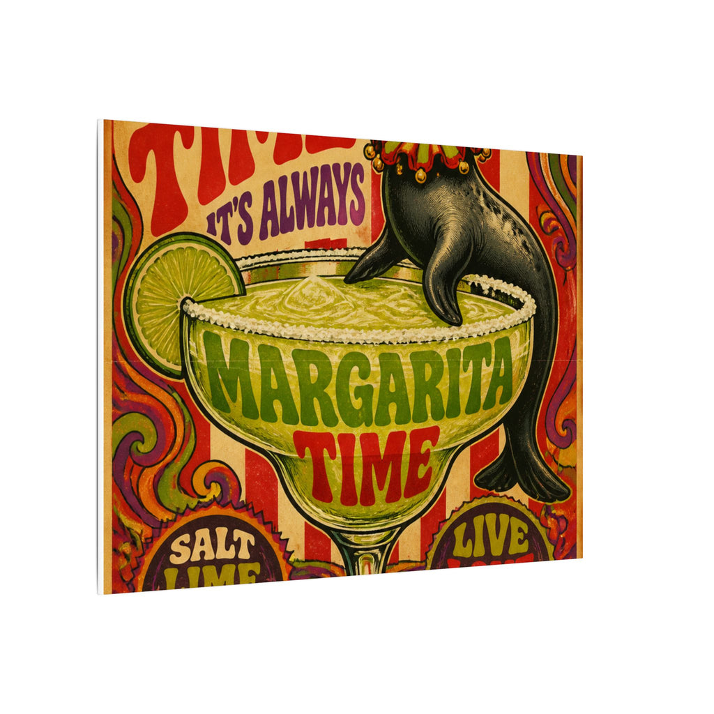 Margarita Balancing Seal Wall Art Canvas 24×36 Psychedelic Dining Room Decor Maximalist Print