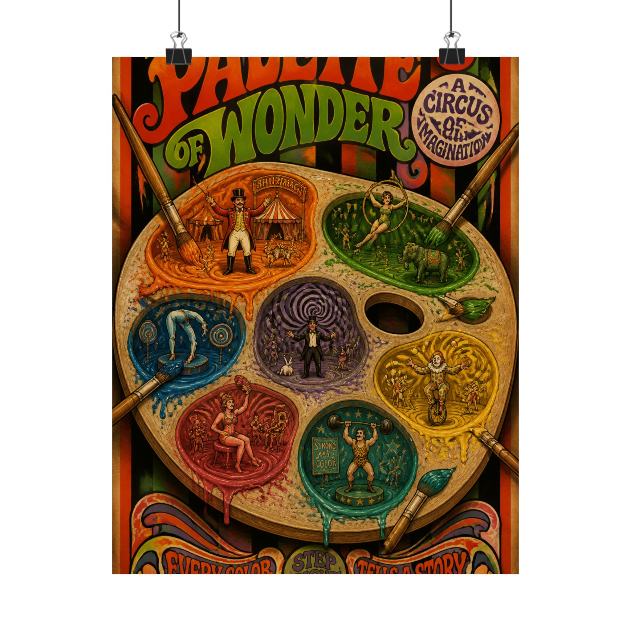 Paint Palette Stage Wall Art Poster 18×24 Psychedelic Cafe Decor Maximalist Print