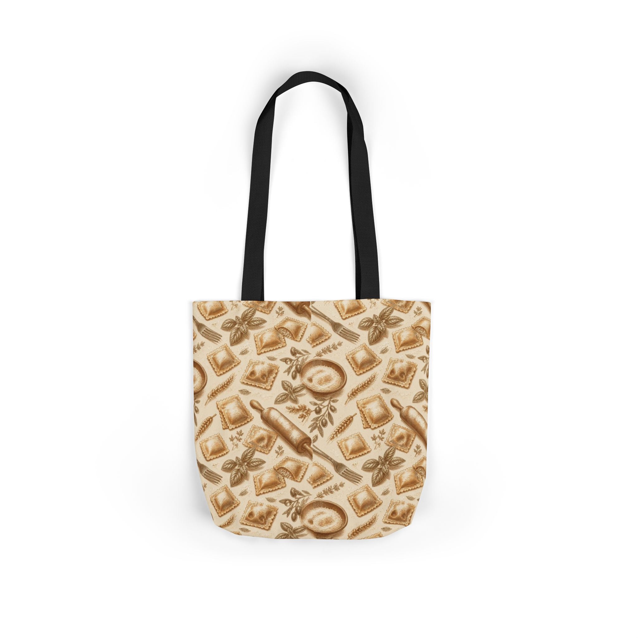Fresh Ravioli Canvas Tote Bag Mediterranean Kitchen Botanical Design Italian Cottagecore Gift