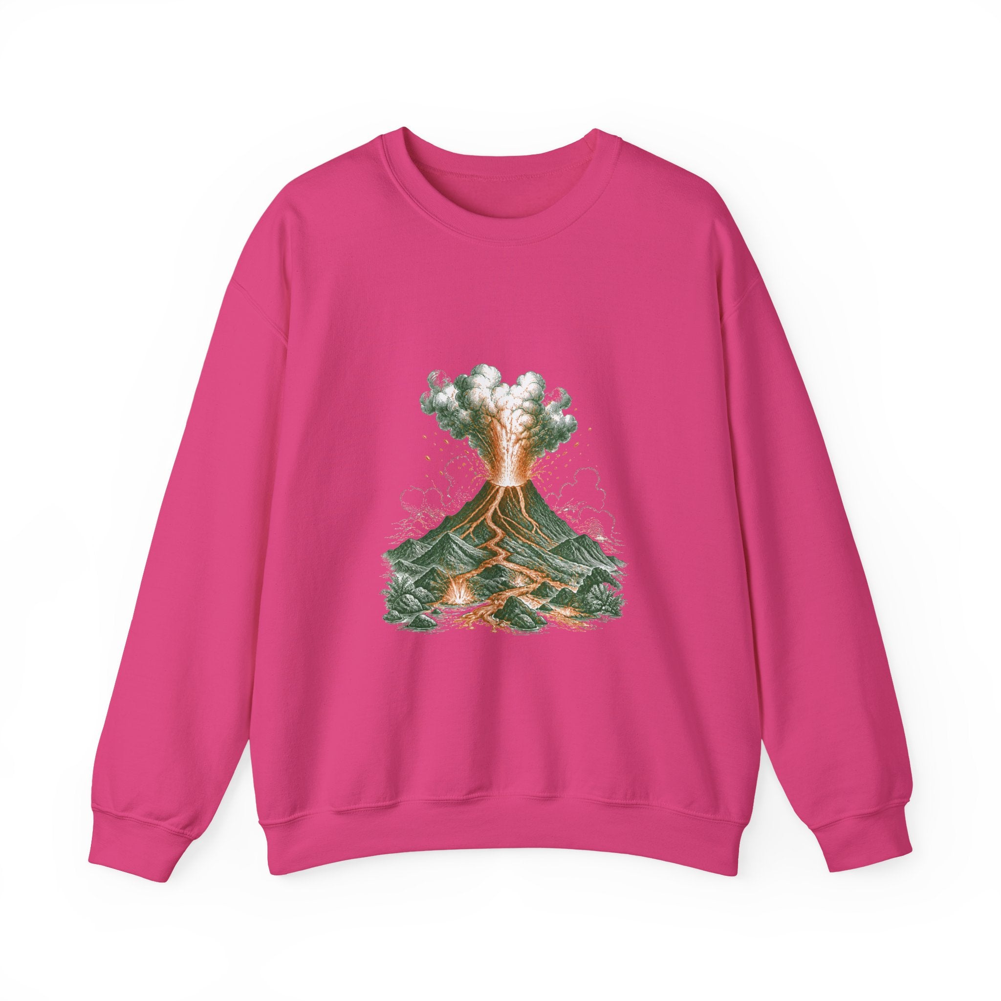 Matching Couple Sweatshirt - Volcano & Glacier Matching Couple Crewneck Sweatshirt Vintage Art His Hers Wedding Gift - Design A