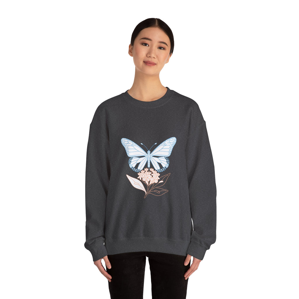 Matching Couple Sweatshirt - Butterfly & Moth Matching Couple Crewneck Sweatshirt Minimalist Art His Hers Valentine Gift - Design A
