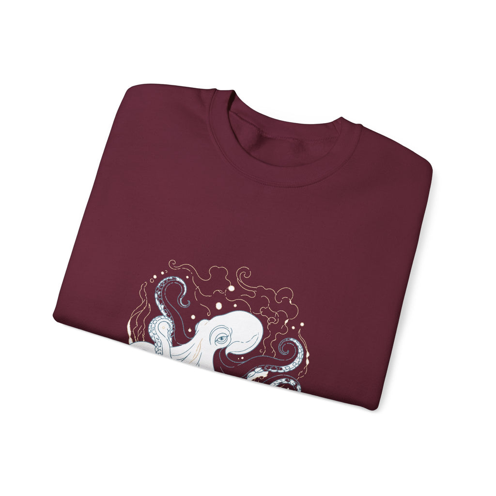 Matching Couple Sweatshirt - Octopus & Jellyfish Matching Couple Crewneck Sweatshirt Minimalist Art His Hers Valentine Gift - Design A