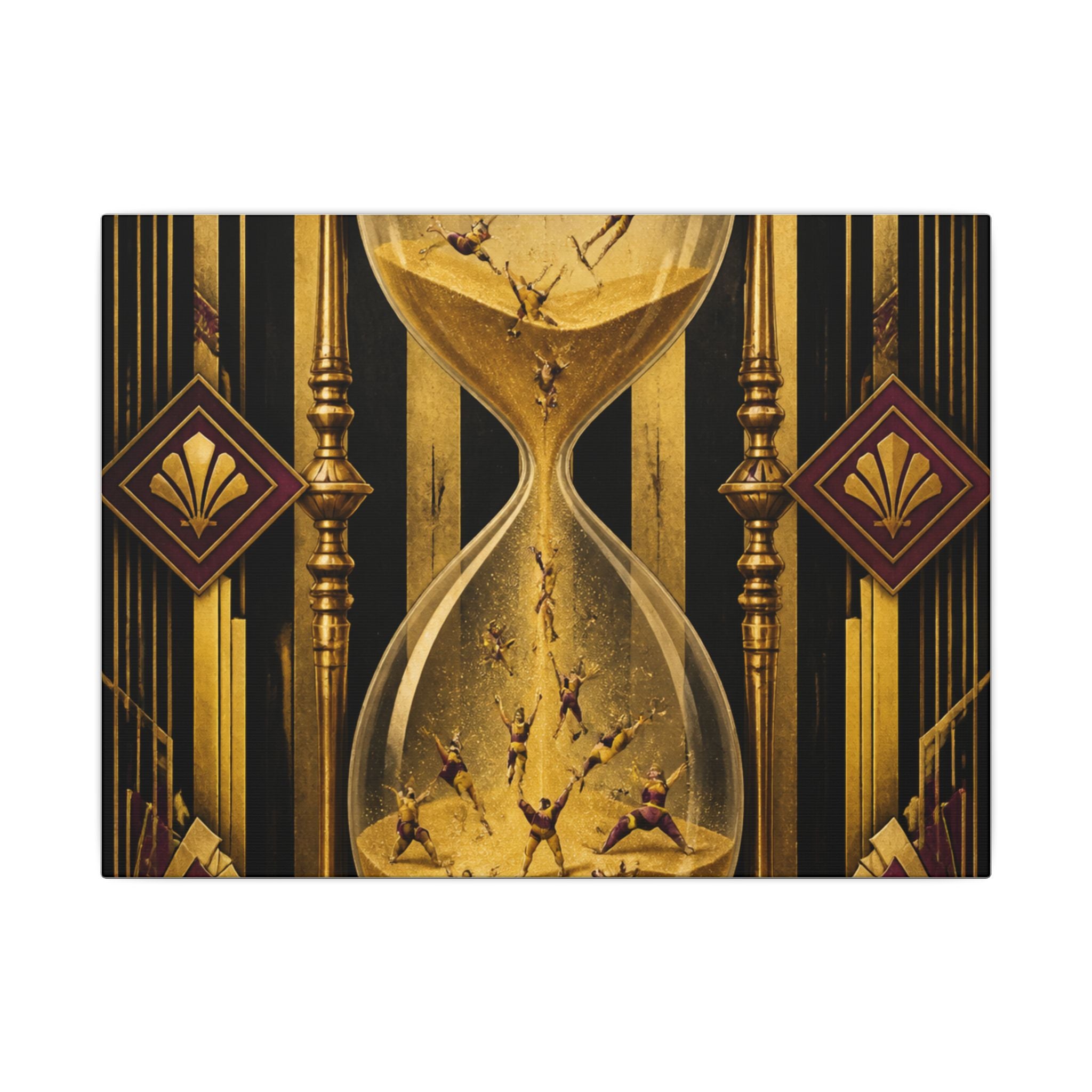 Hourglass Acrobats Wall Art Canvas 16×20 Art Deco Entryway Decor Maximalist Print