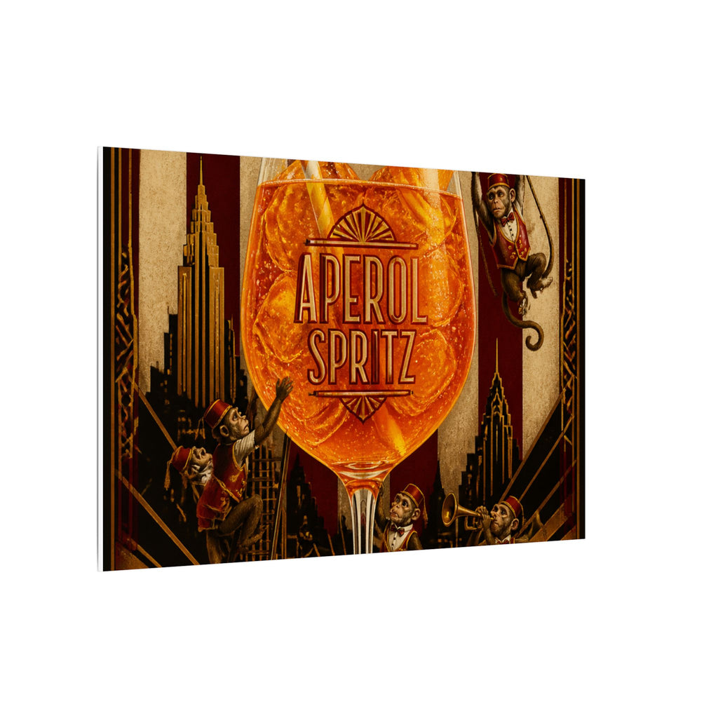 Aperol Spritz Monkeys Wall Art Canvas 24×36 Art Deco Bar Area Decor Maximalist Print