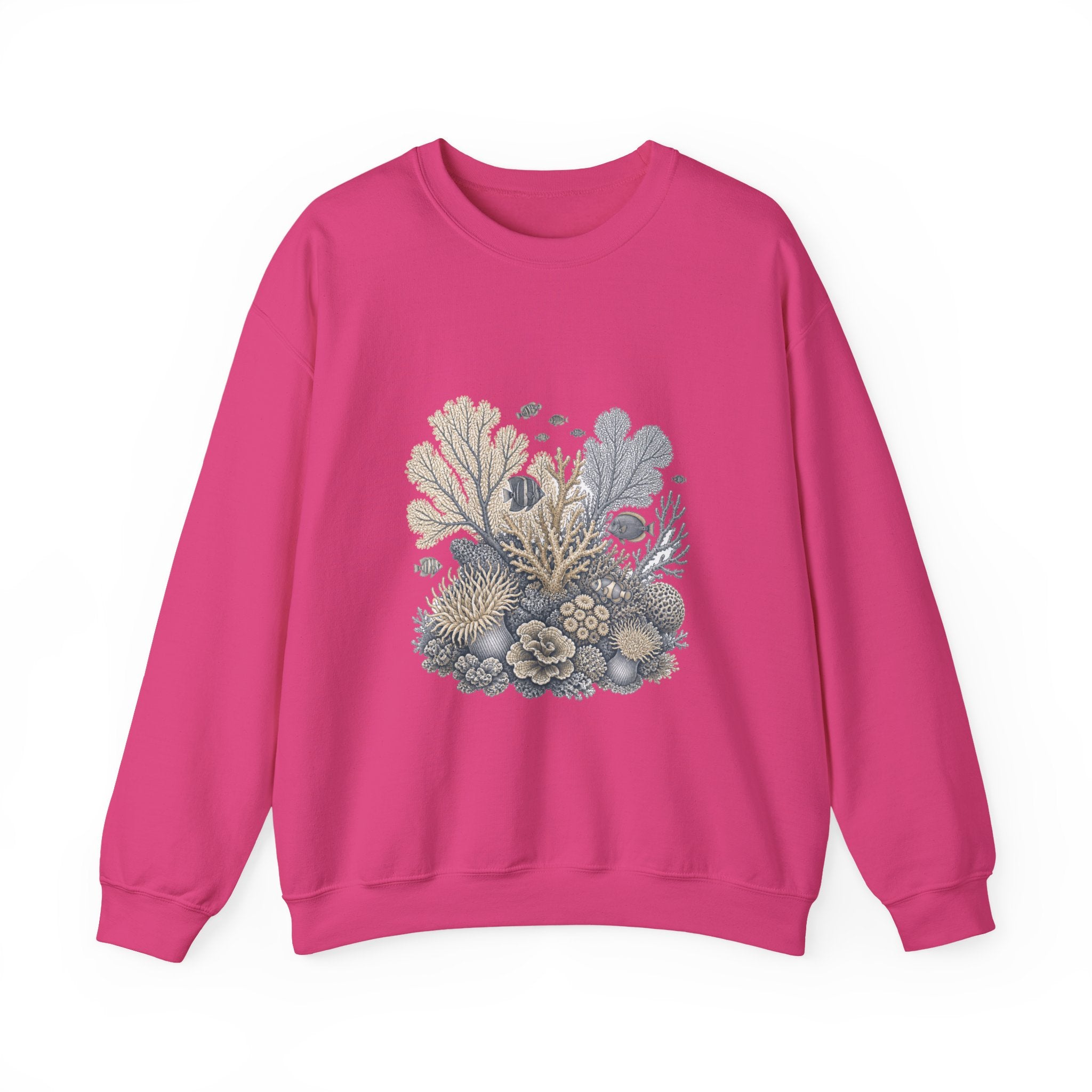 Matching Couple Sweatshirt - Coral Reef & Deep Sea Matching Couple Premium Fleece Sweatshirt Vintage Art His Hers Honeymoon Gift - Design A