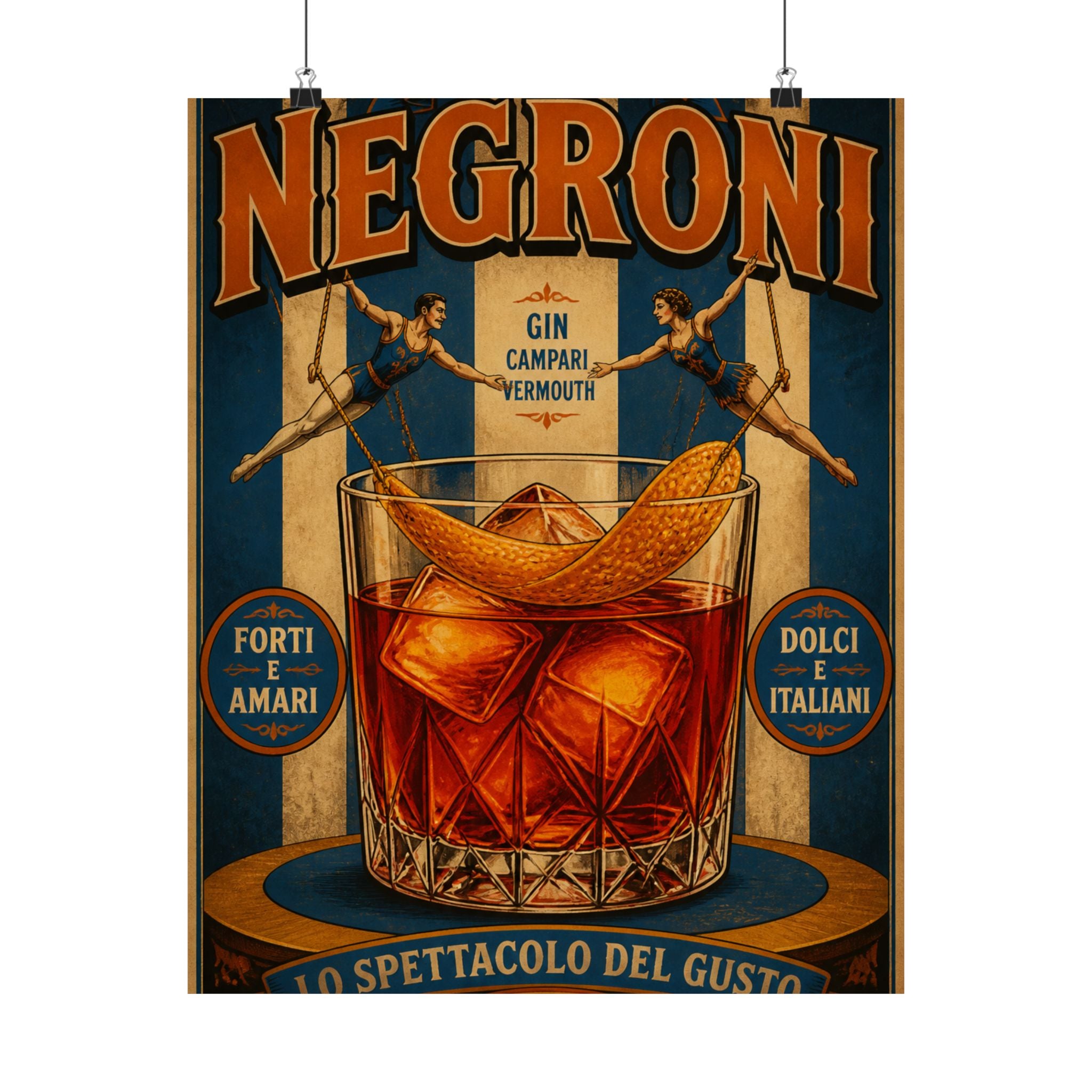 Negroni Trapeze Act Wall Art Poster 18×24 Vintage Circus Kitchen Decor Maximalist Print