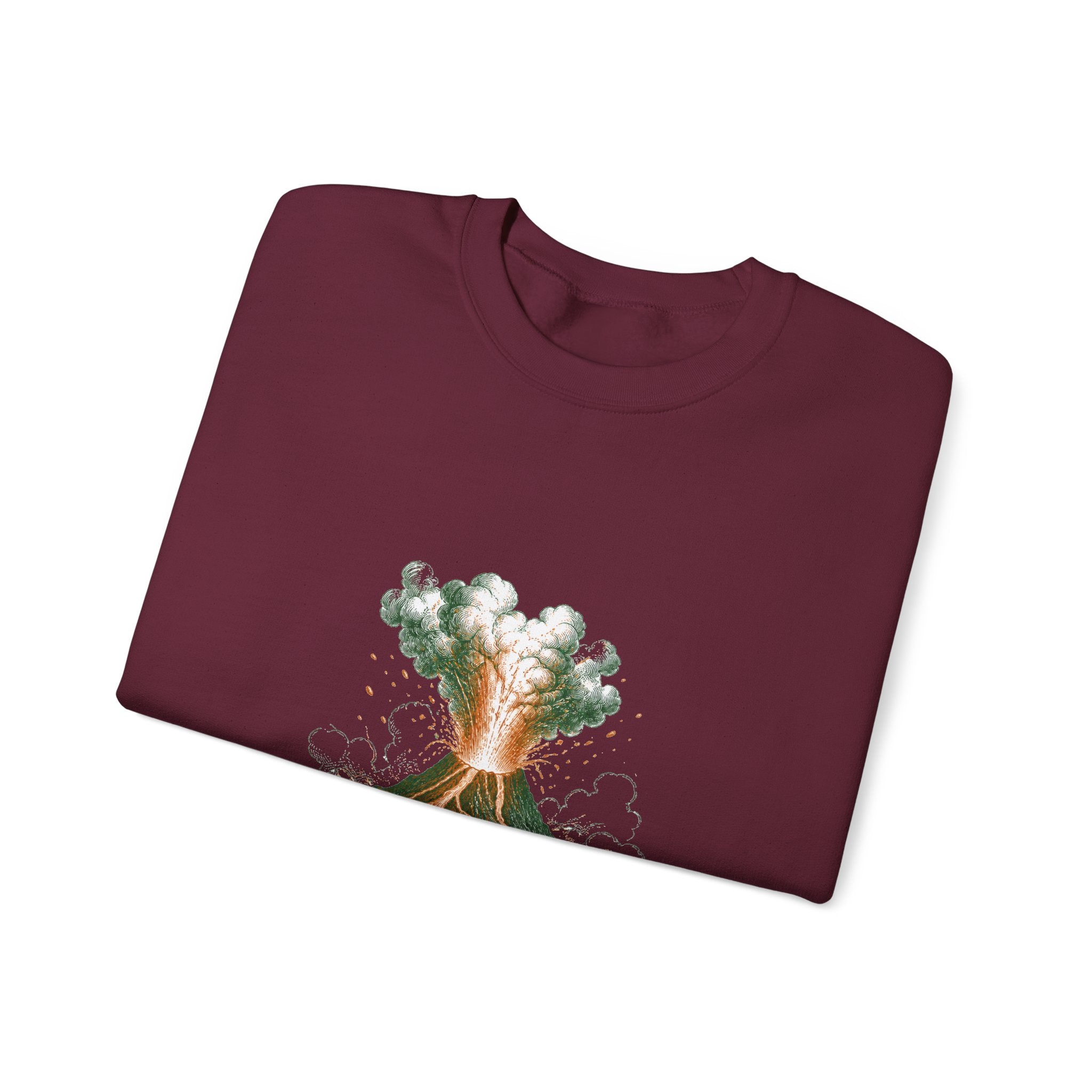 Matching Couple Sweatshirt - Volcano & Glacier Matching Couple Crewneck Sweatshirt Vintage Art His Hers Wedding Gift - Design A