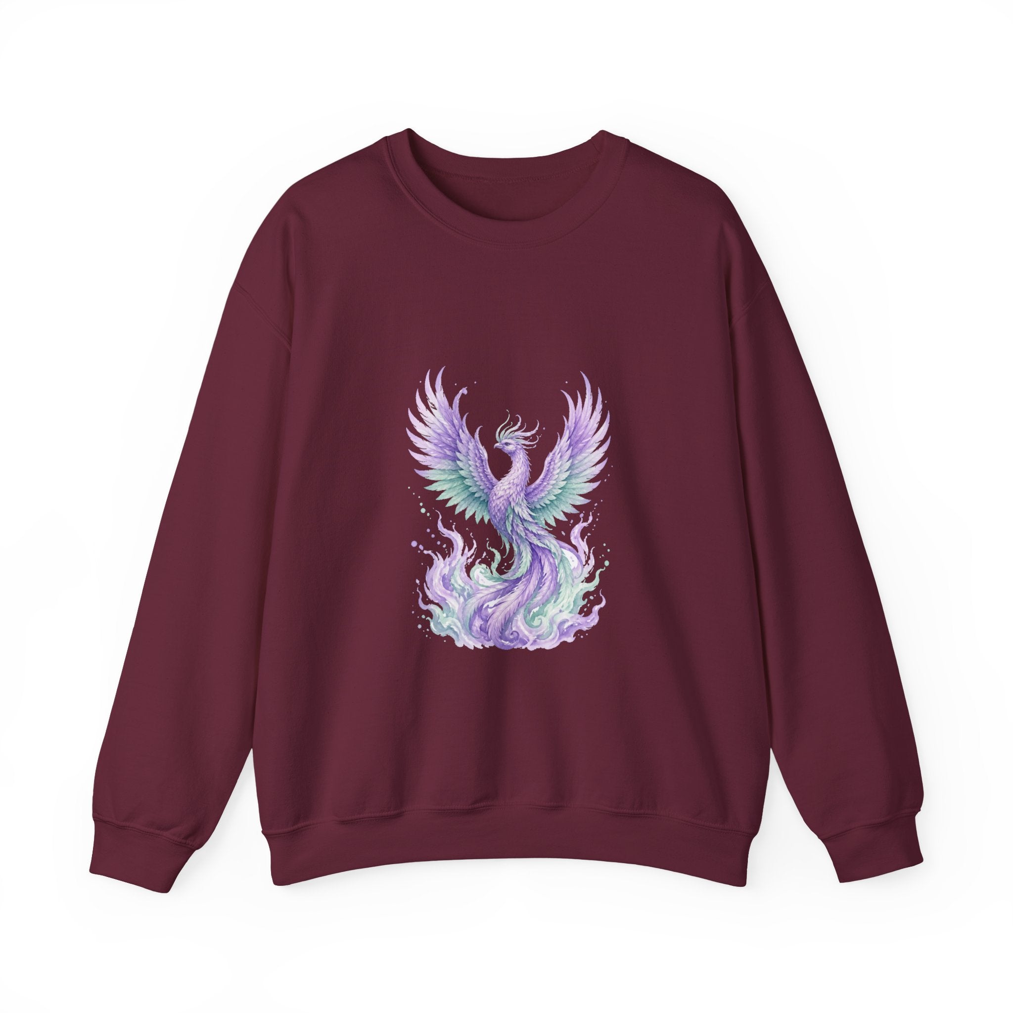 Matching Couple Sweatshirt - Dragon & Phoenix Matching Couple Crewneck Sweatshirt Watercolor Art His Hers Engagement Gift - Design B