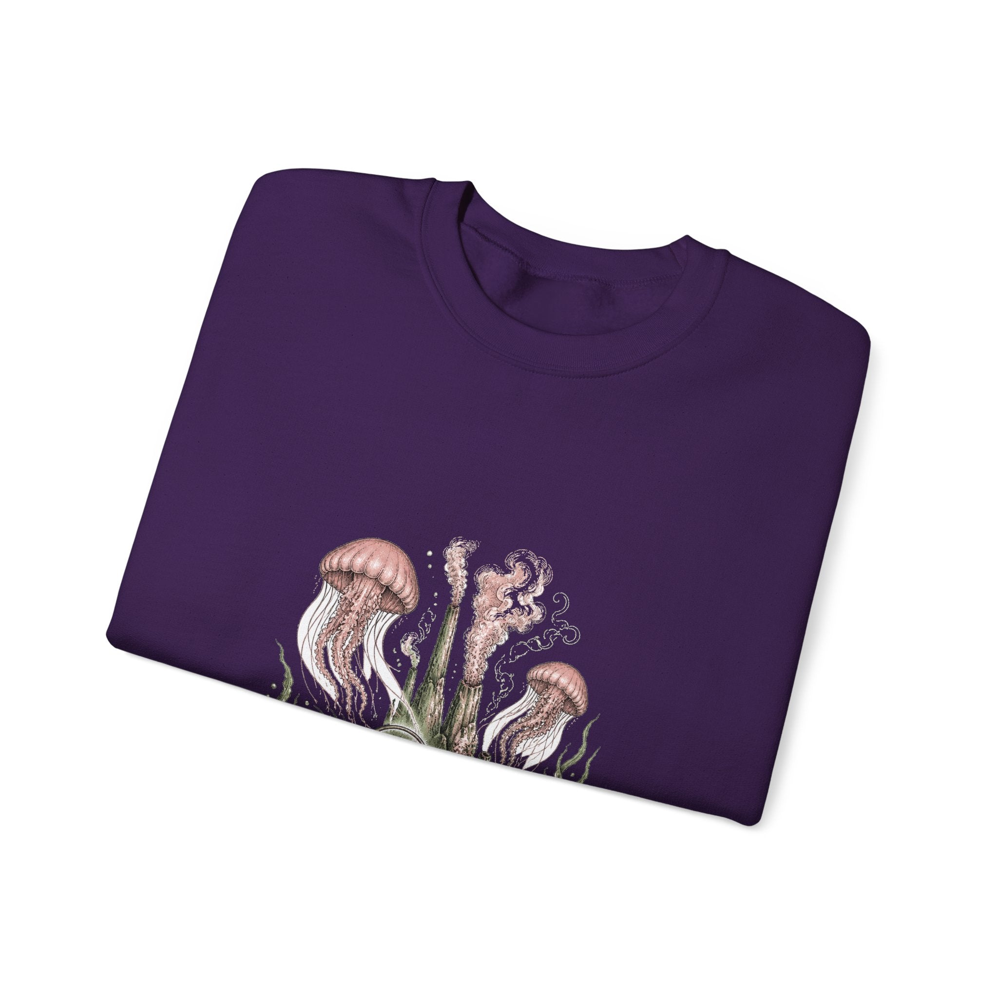 Matching Couple Sweatshirt - Coral Reef & Deep Sea Matching Couple Crewneck Sweatshirt Hand-Drawn Art His Hers Best Friend Gift - Design B