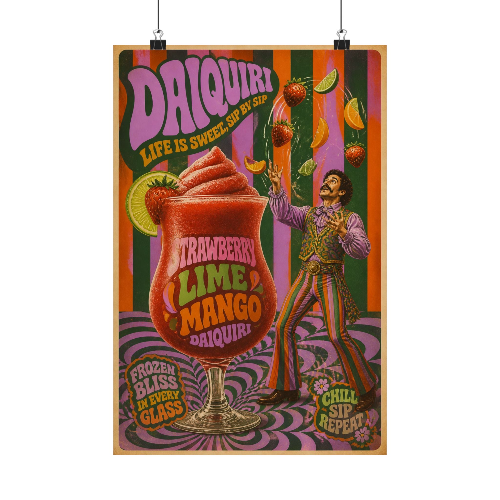 Daiquiri Fruit Juggler Wall Art Poster 18×24 Psychedelic Cafe Decor Maximalist Print