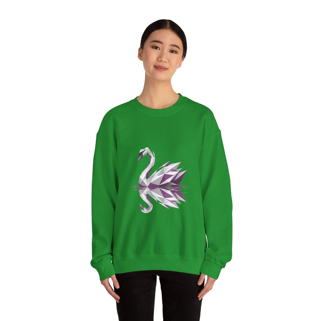 Matching Couple Sweatshirt - Raven & Swan Matching Couple Premium Fleece Sweatshirt Geometric Art His Hers Love Gift - Design B