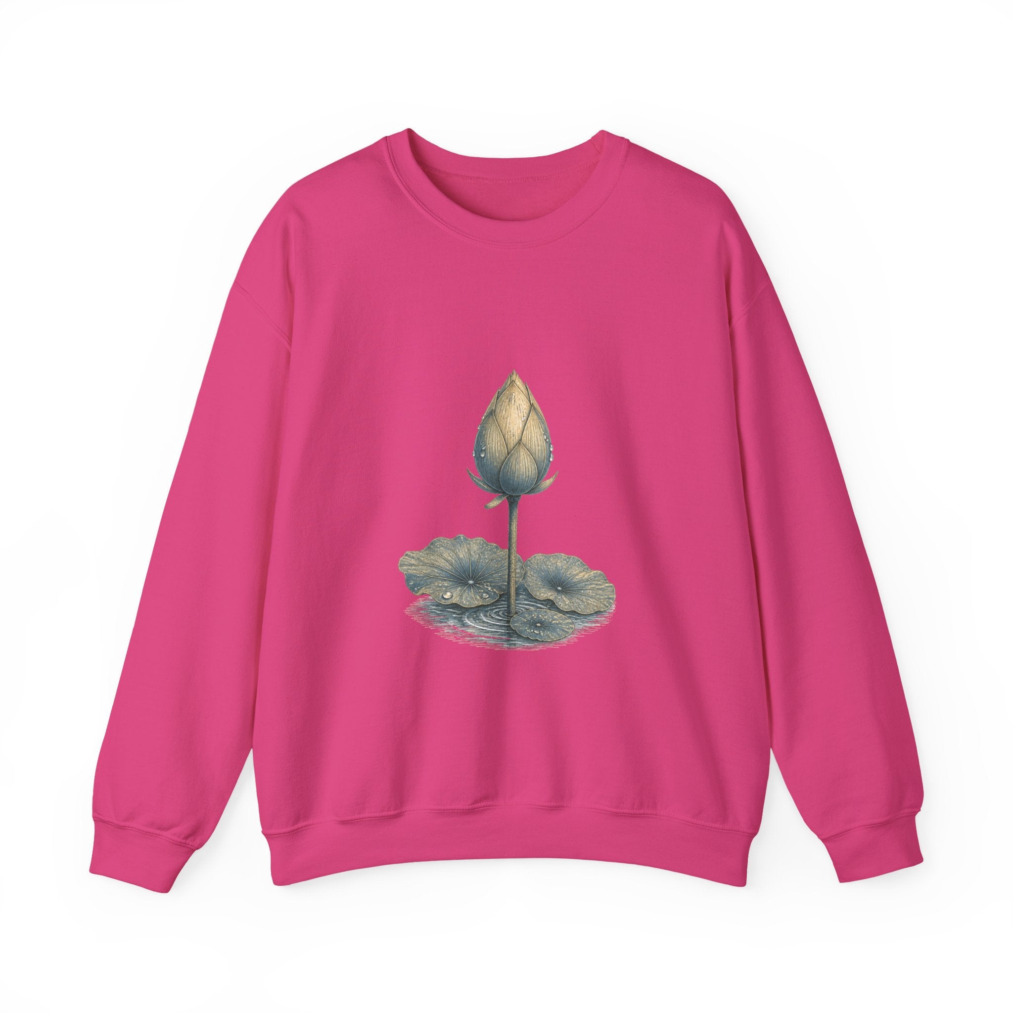 Matching Couple Sweatshirt - Open & Closed Lotus Matching Couple Crewneck Sweatshirt Vintage Art His Hers Wedding Gift - Design B
