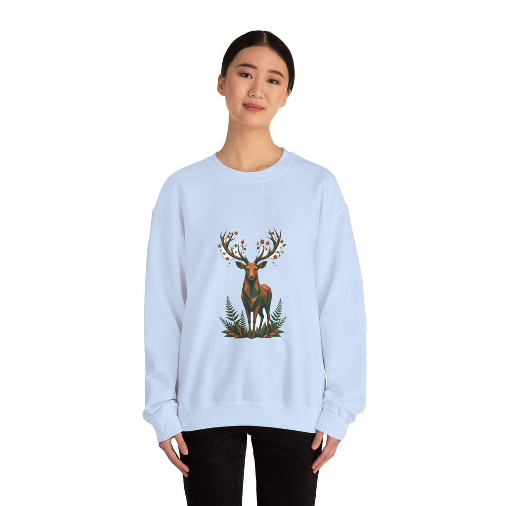Matching Couple Sweatshirt - Bear & Deer Matching Couple Crewneck Sweatshirt Geometric Art His Hers Couple Gift - Design B