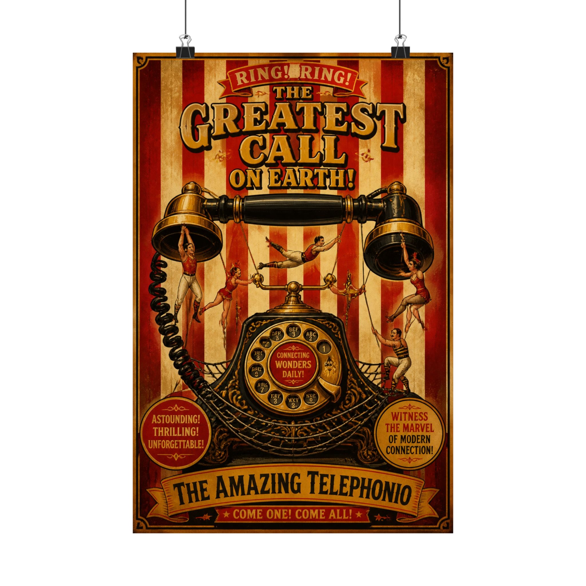 Vintage Telephone Booth Wall Art Poster 18×24 Vintage Circus Kitchen Decor Maximalist Print
