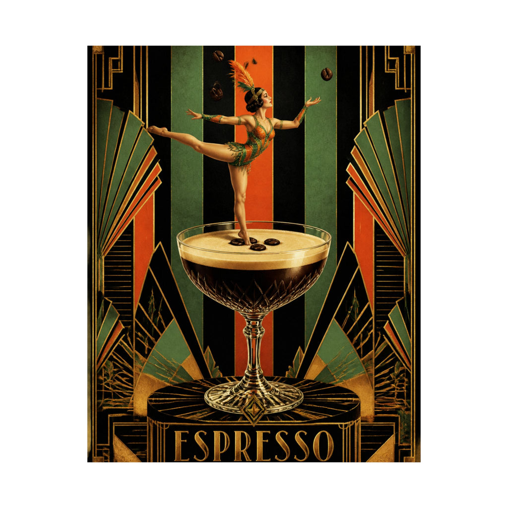 Espresso Martini Acrobat Wall Art Poster 24×36 Art Deco Bar Area Decor Maximalist Print