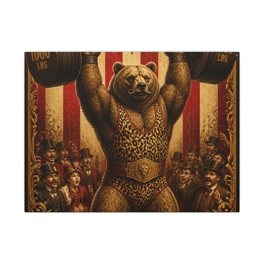 Strongman Bear Wall Art Canvas 16×20 Baroque Home Office Decor Maximalist Print