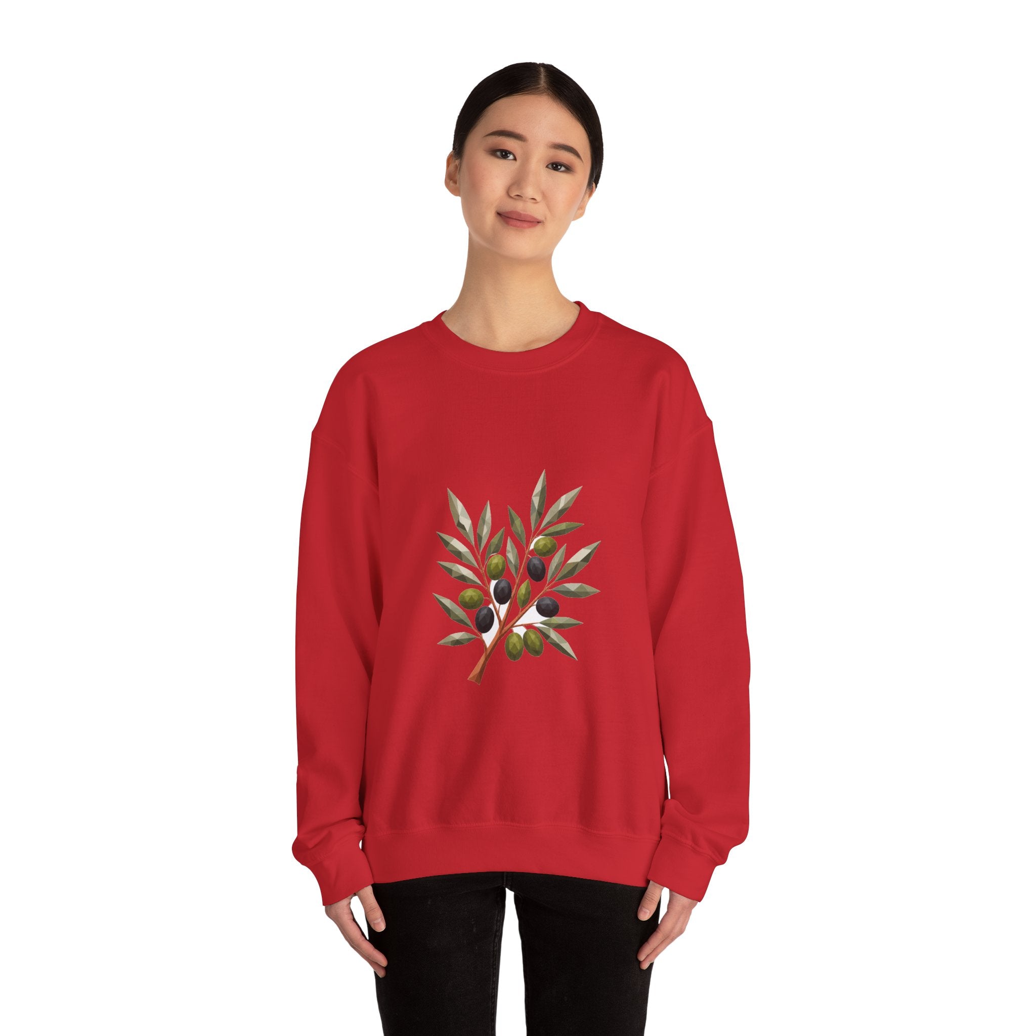 Matching Couple Sweatshirt - Olive Branch & Fig Matching Couple Premium Fleece Sweatshirt Geometric Art His Hers Love Gift - Design A
