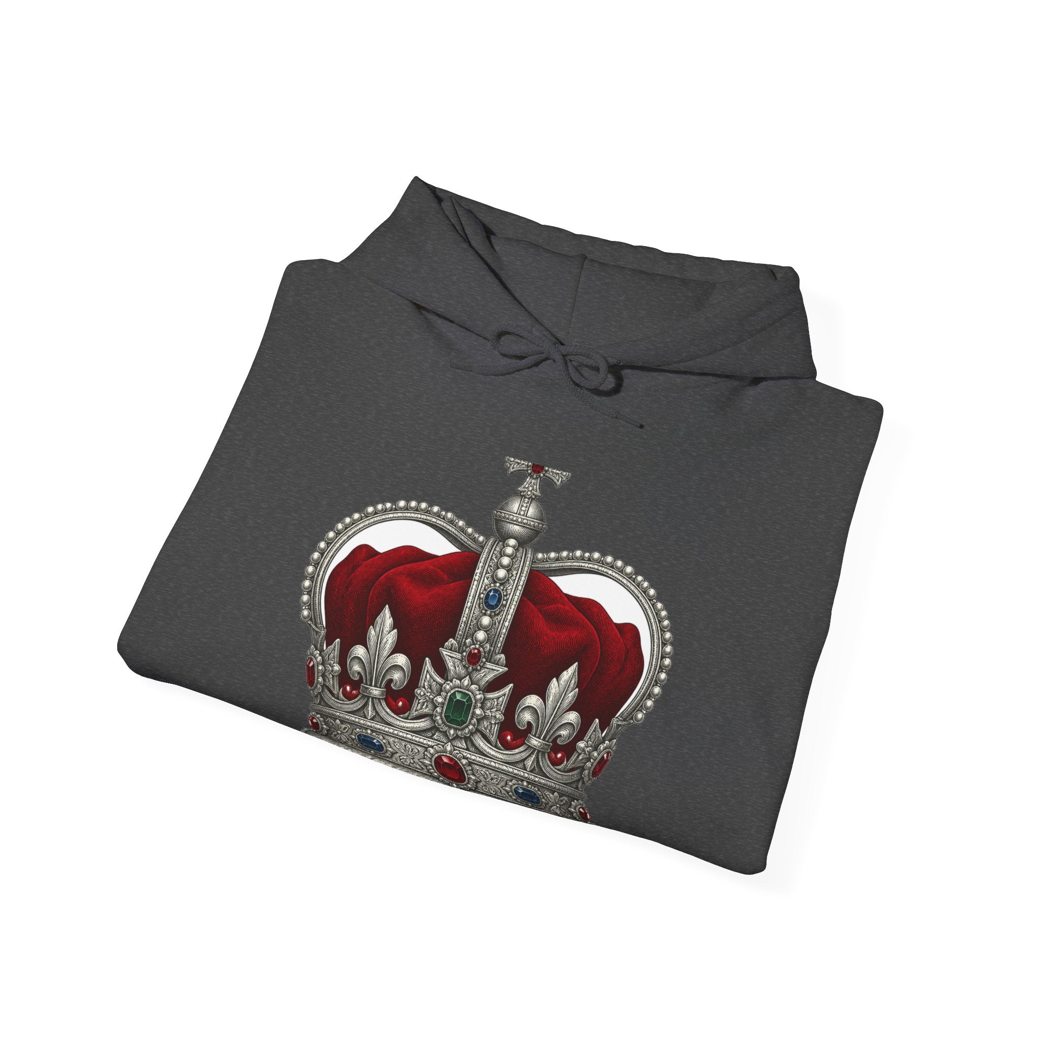 Matching Couple Sweatshirt - Crown & Shield Matching Couple Hooded Sweatshirt Vintage Art His Hers Wedding Gift - Design A