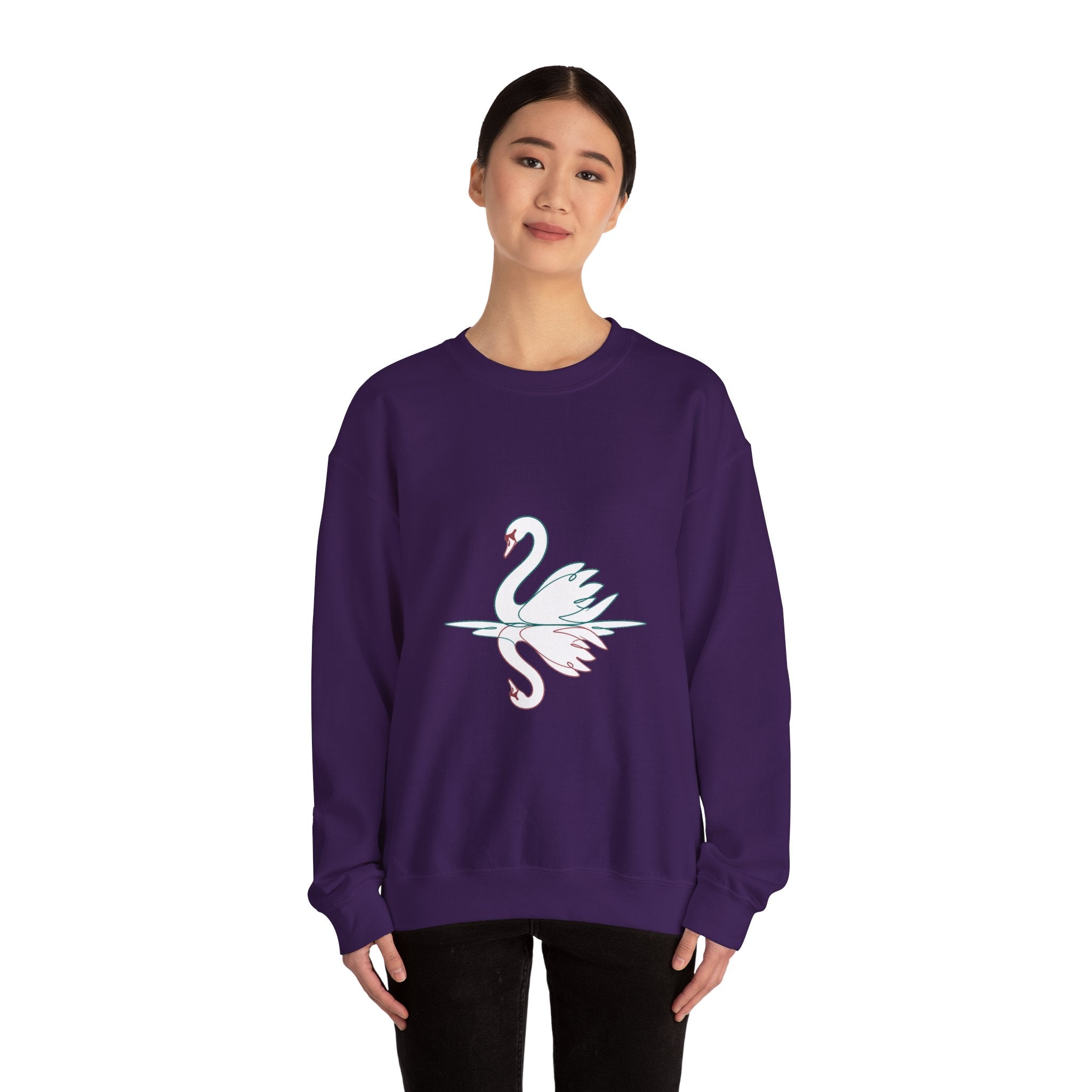 Matching Couple Sweatshirt - Raven & Swan Matching Couple Premium Fleece Sweatshirt Minimalist Art His Hers Christmas Gift - Design B
